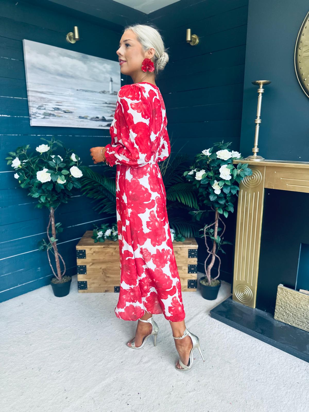 Dawn Twist Detail Midi Dress Rouge