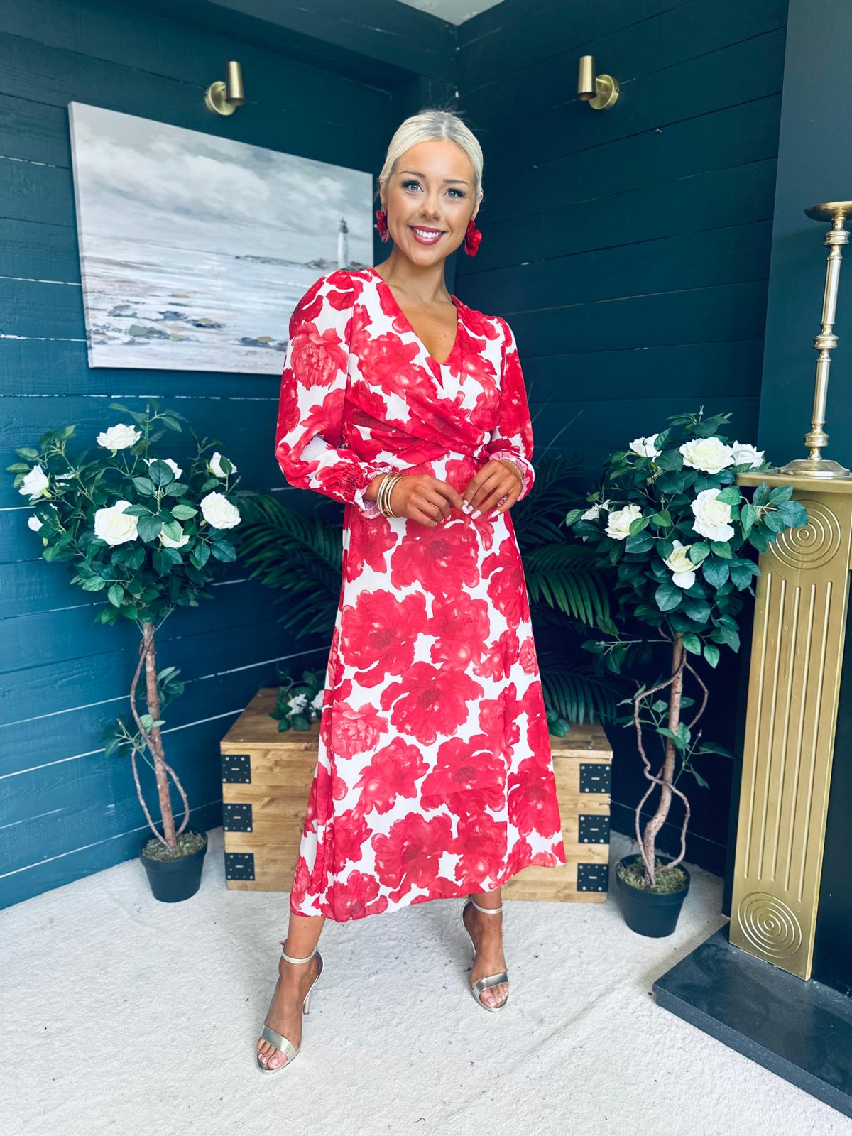 Dawn Twist Detail Midi Dress Rouge