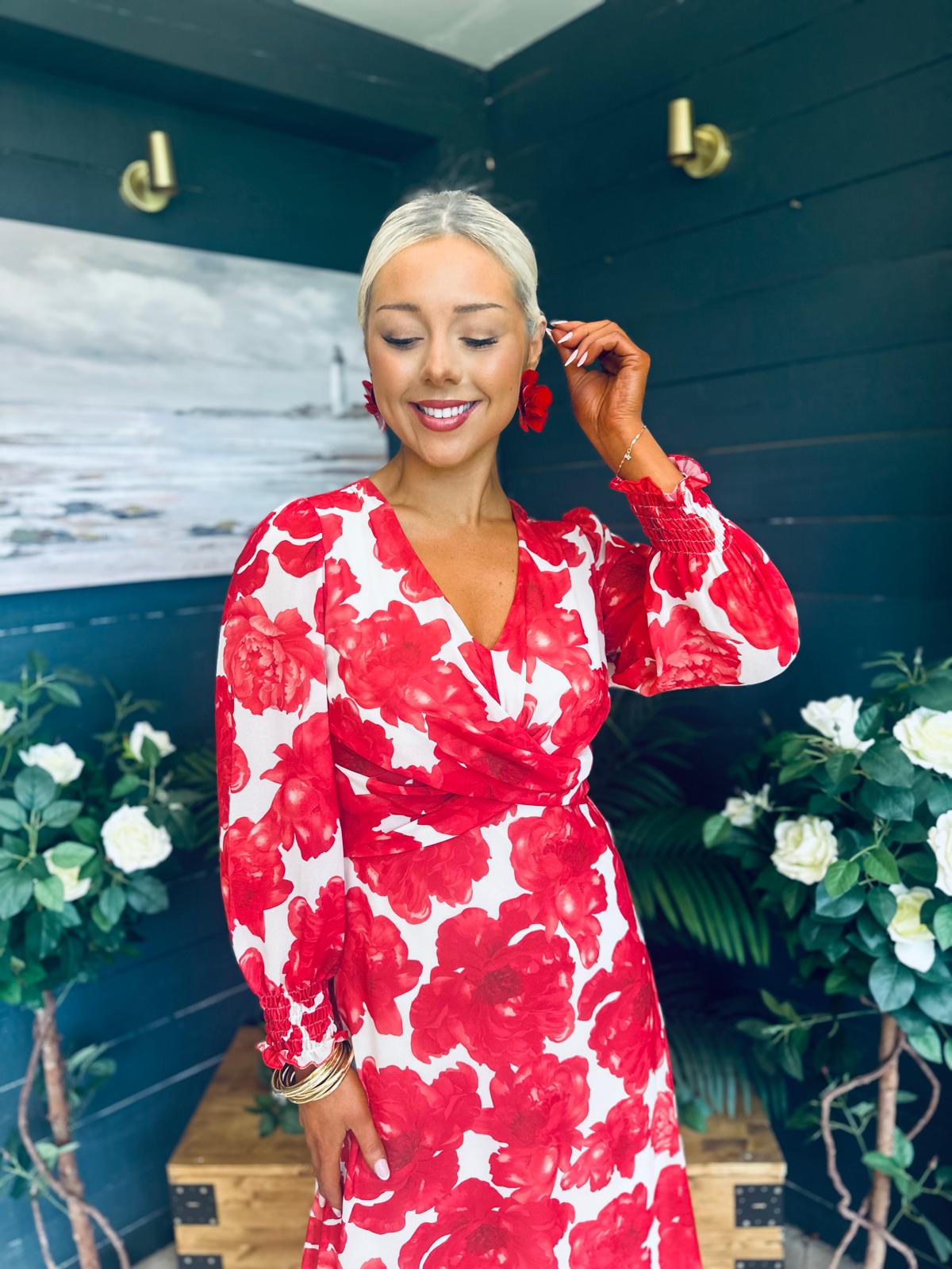 Dawn Twist Detail Midi Dress Rouge