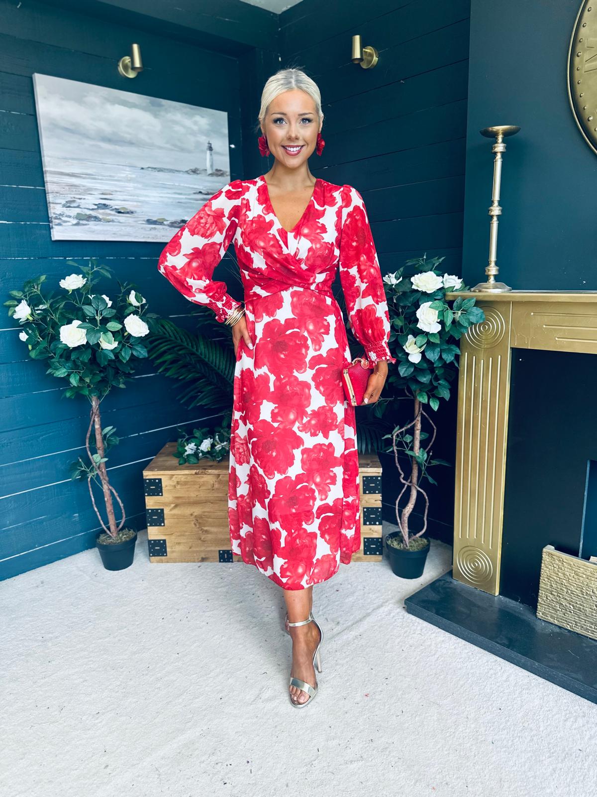 Dawn Twist Detail Midi Dress Rouge