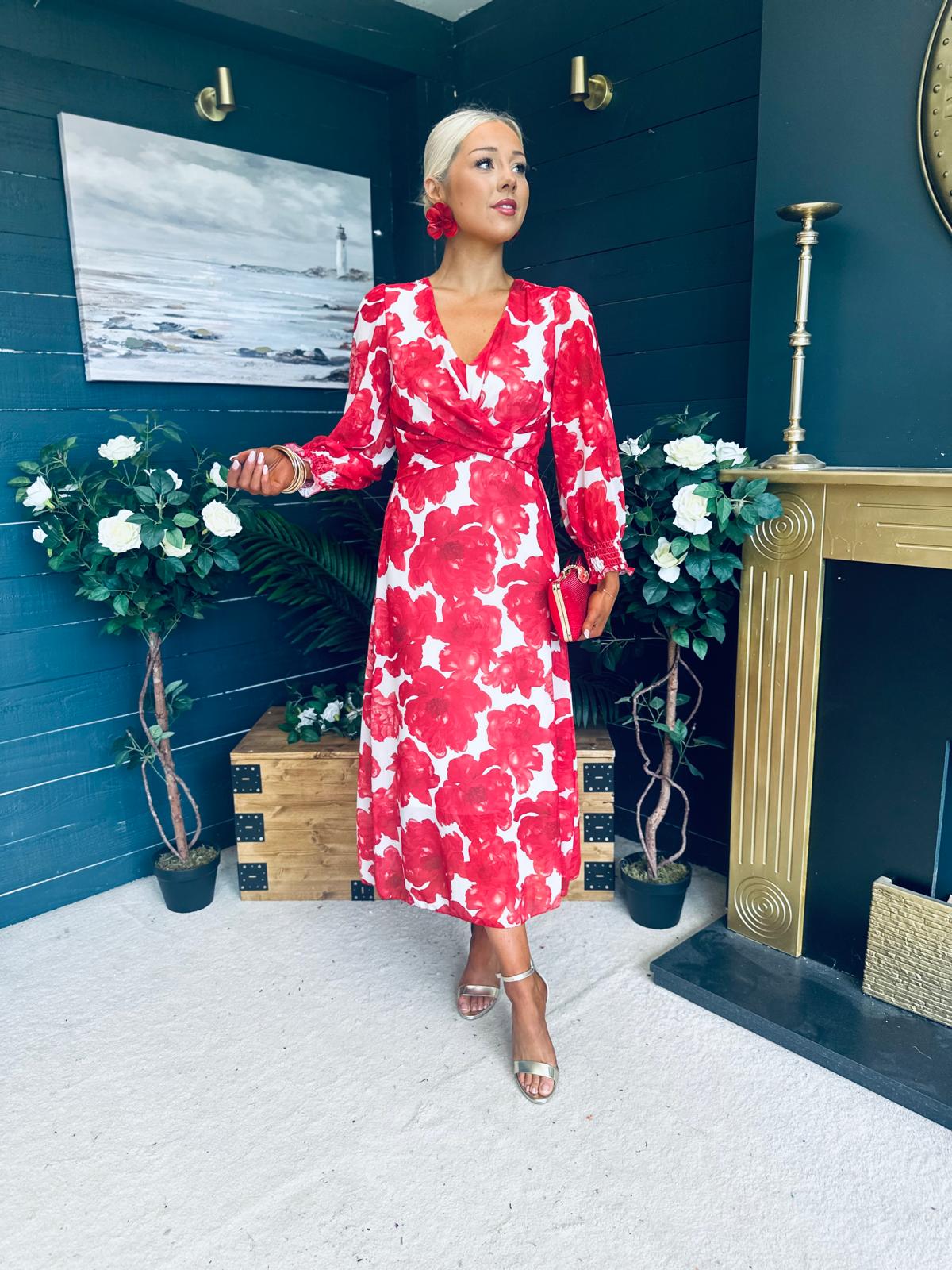 Dawn Twist Detail Midi Dress Rouge