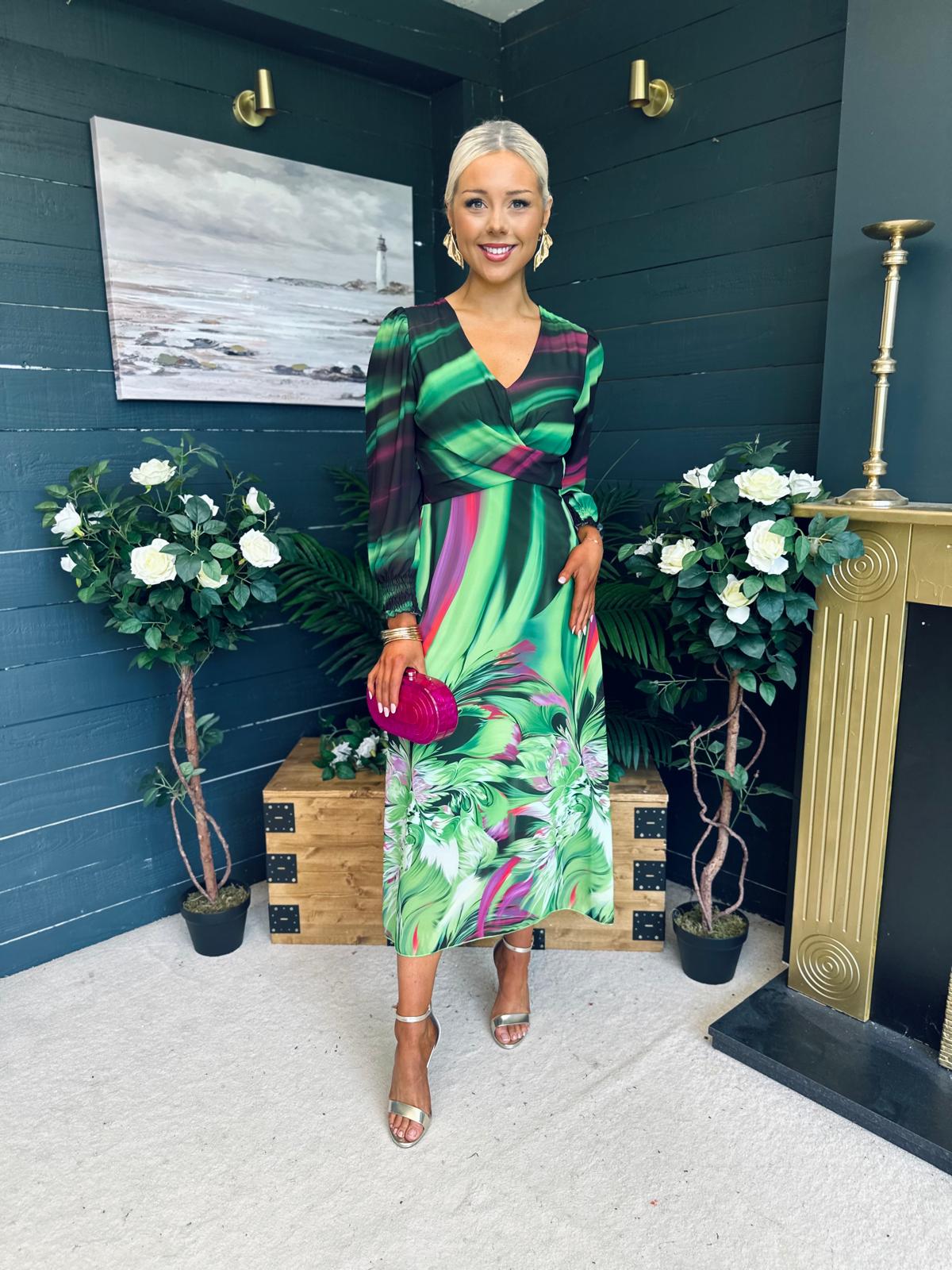 Dawn Twist Detail Midi Dress Green
