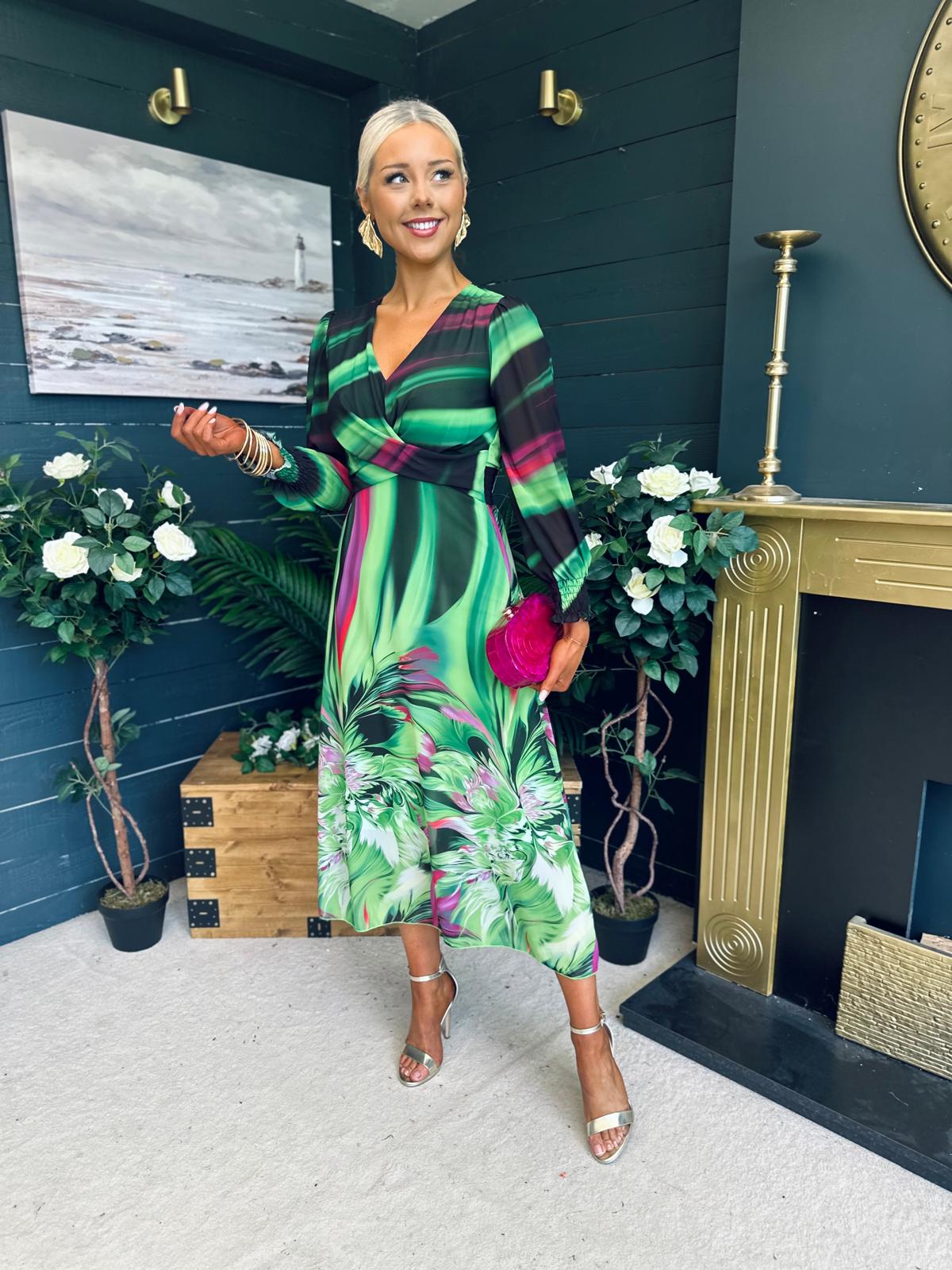 Dawn Twist Detail Midi Dress Green