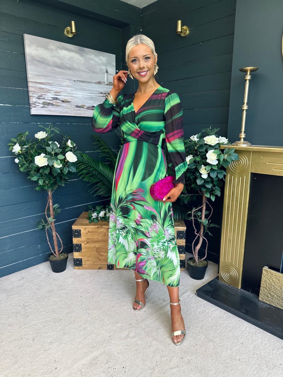 Dawn Twist Detail Midi Dress Green
