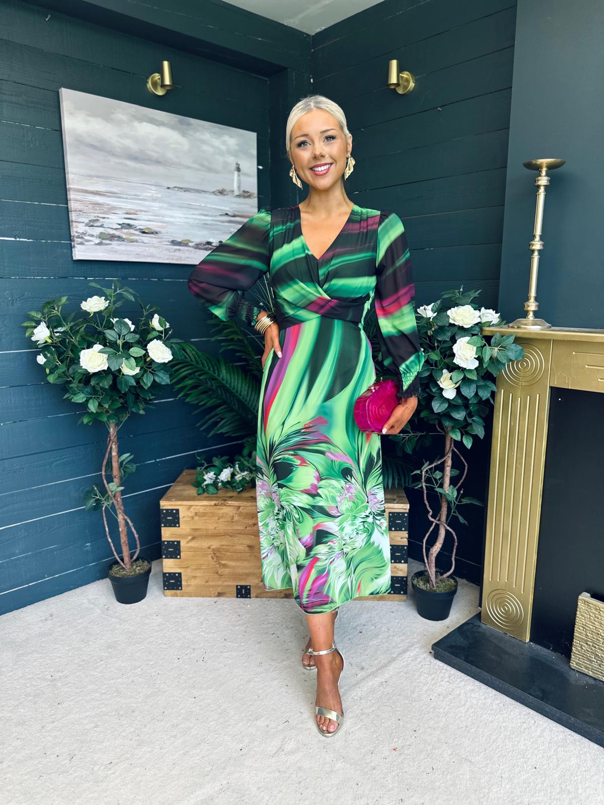 Dawn Twist Detail Midi Dress Green