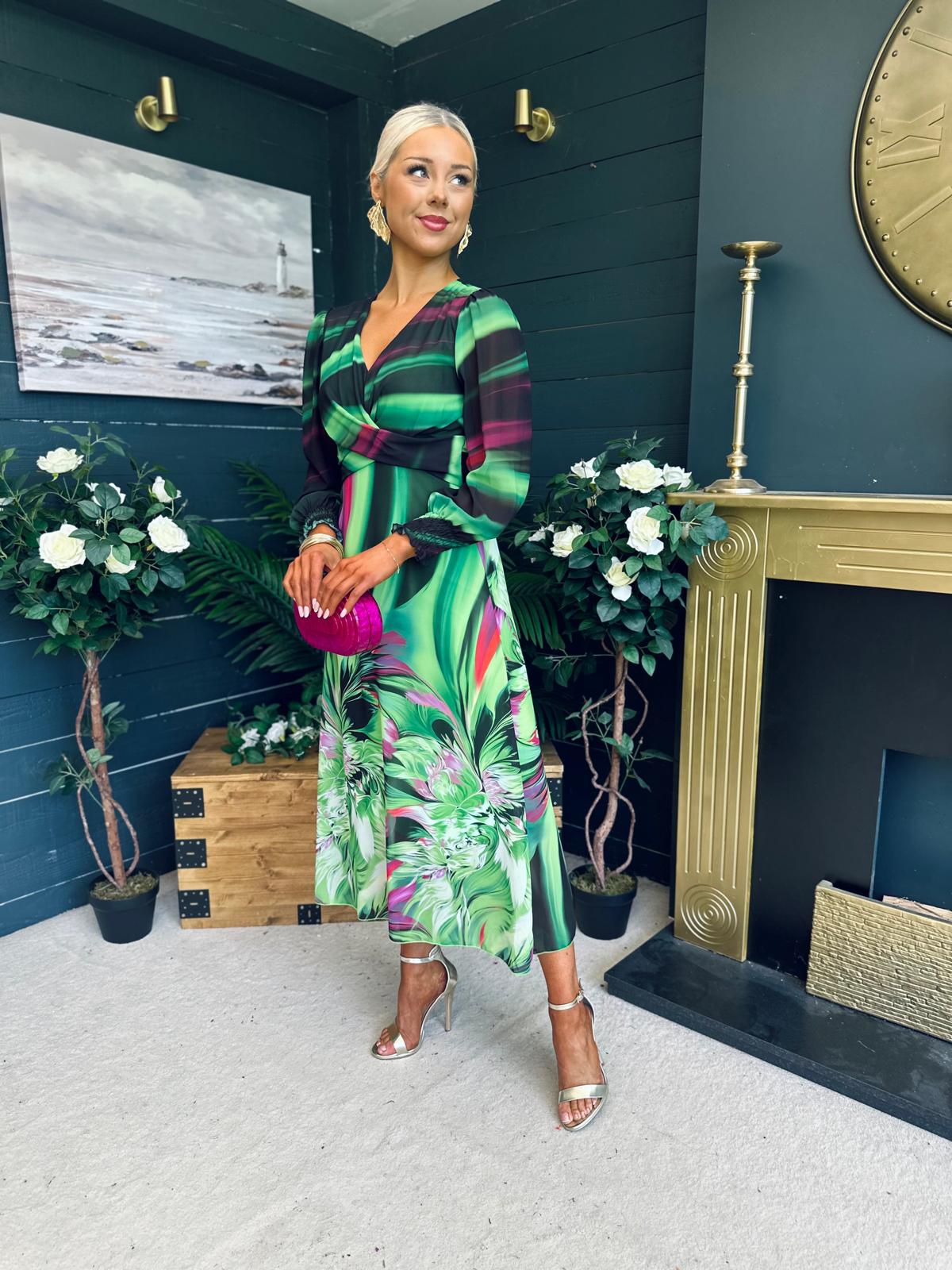 Dawn Twist Detail Midi Dress Green