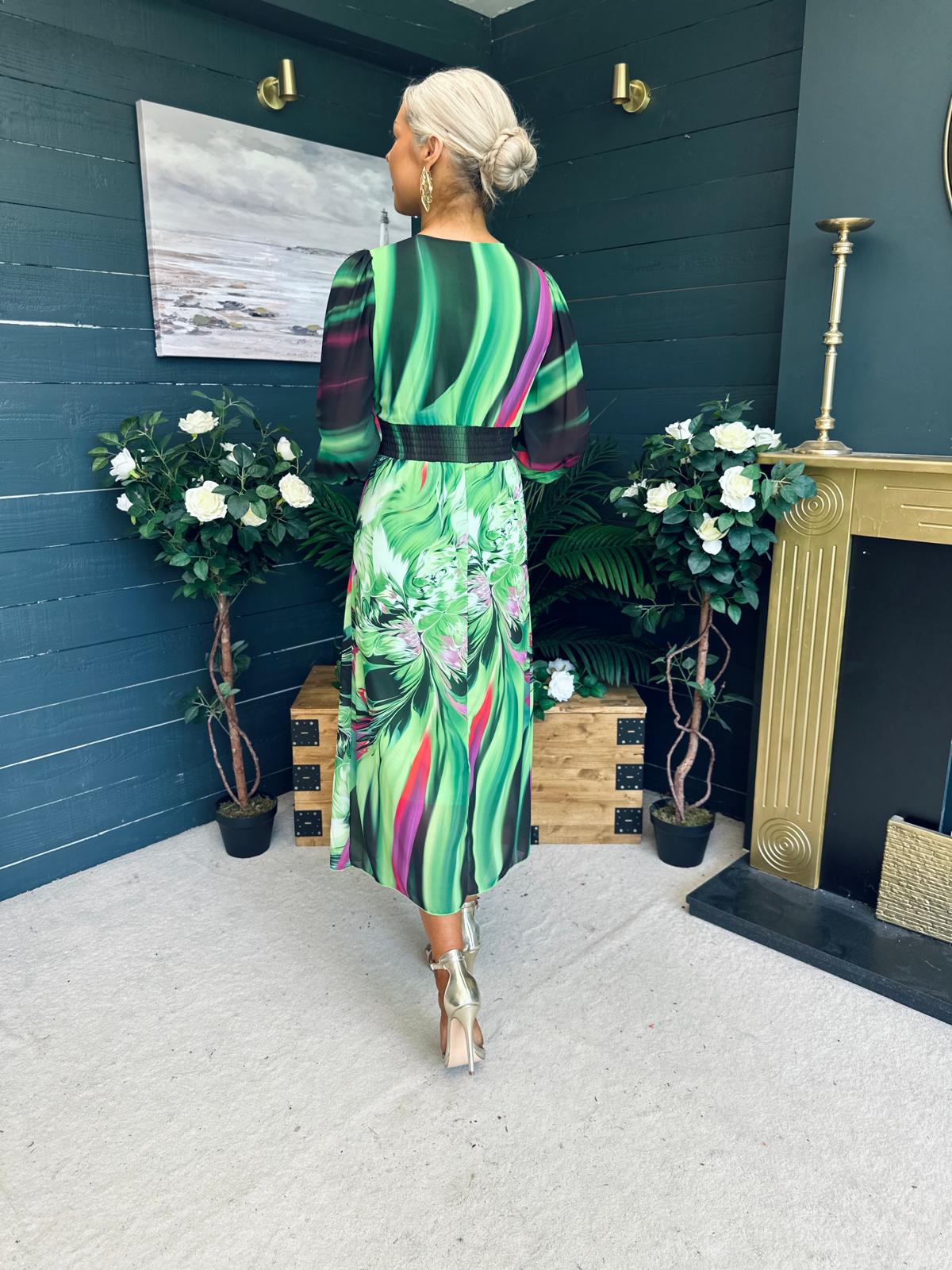 Dawn Twist Detail Midi Dress Green