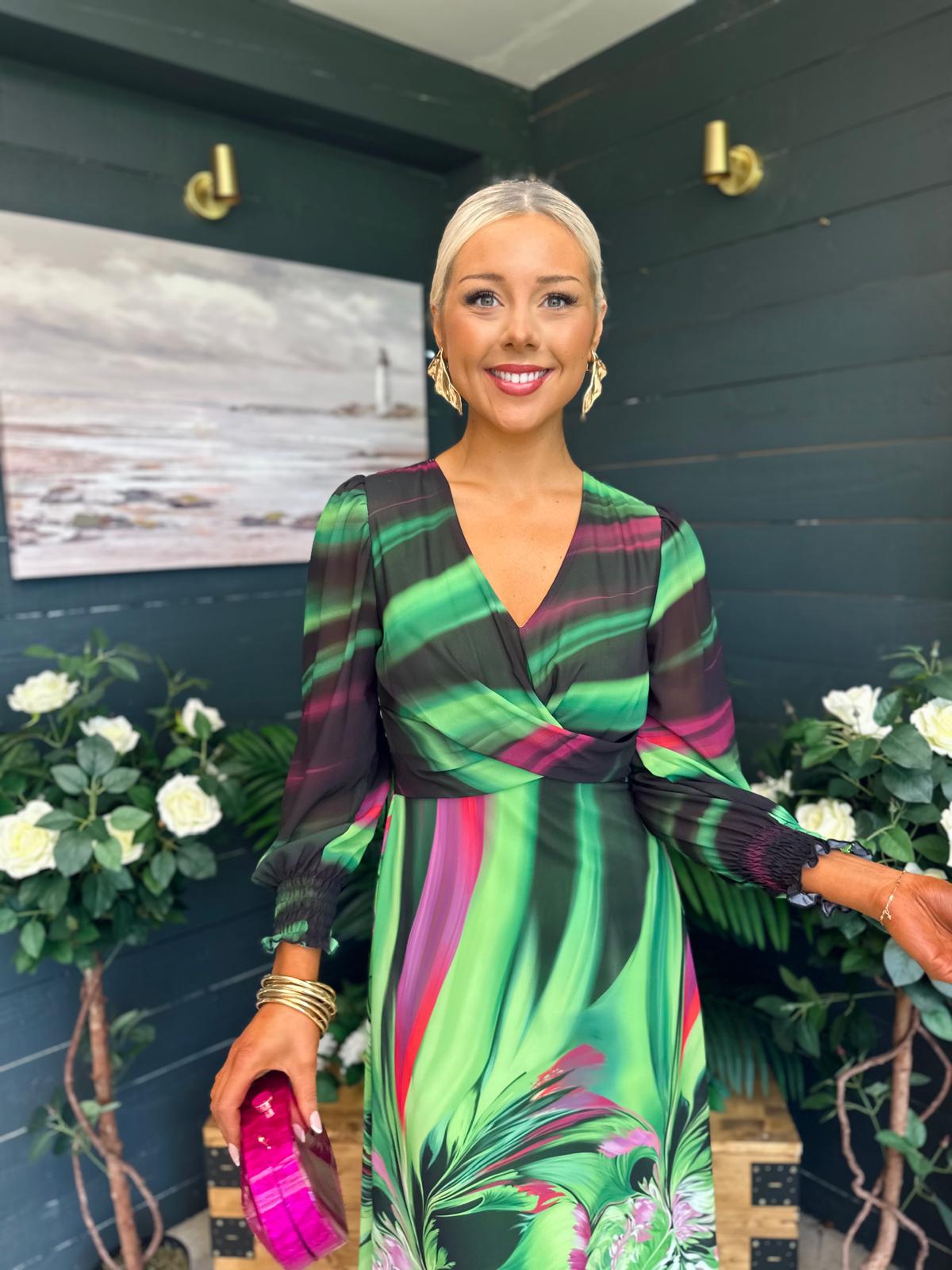 Dawn Twist Detail Midi Dress Green