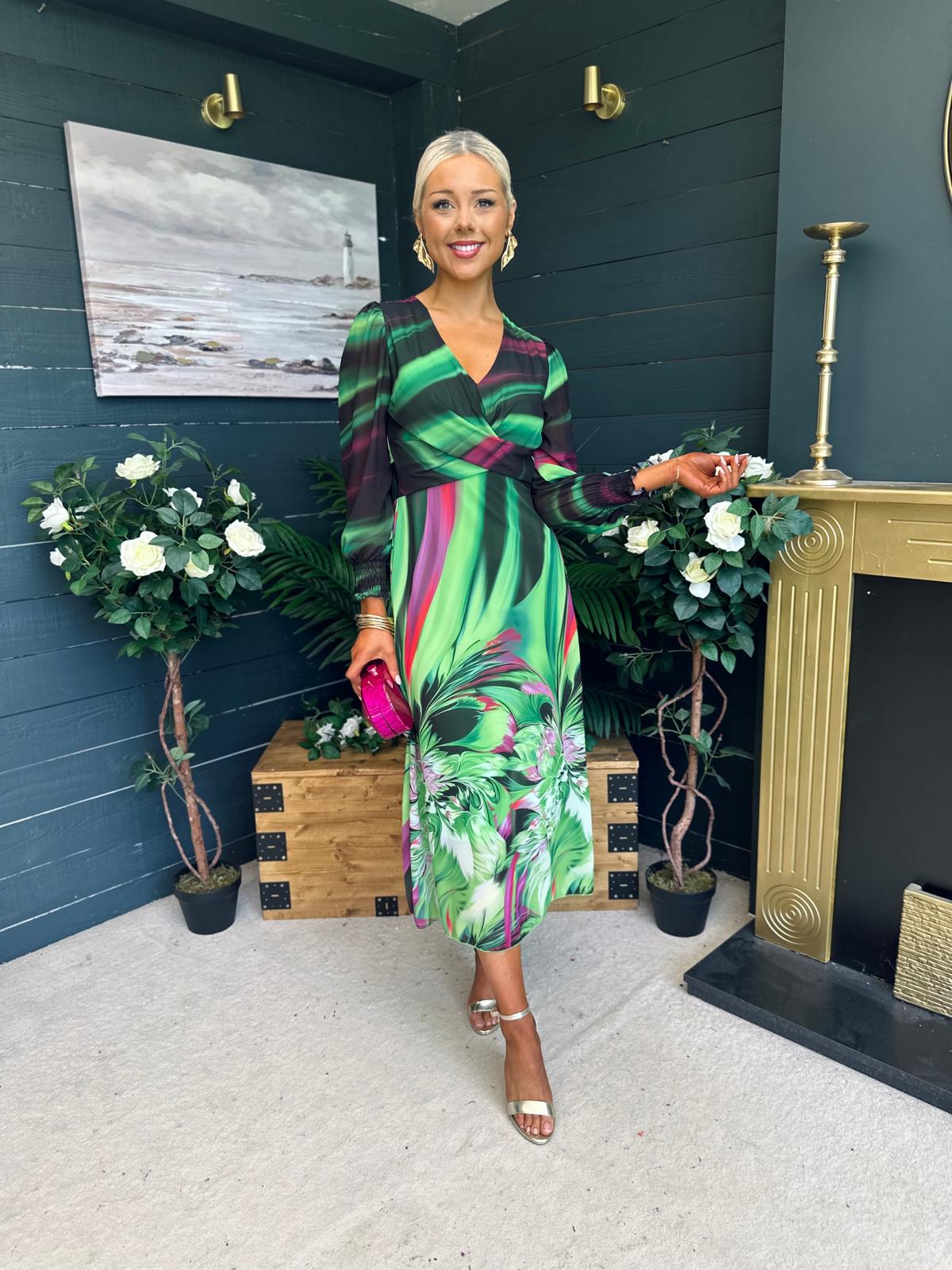 Dawn Twist Detail Midi Dress Green