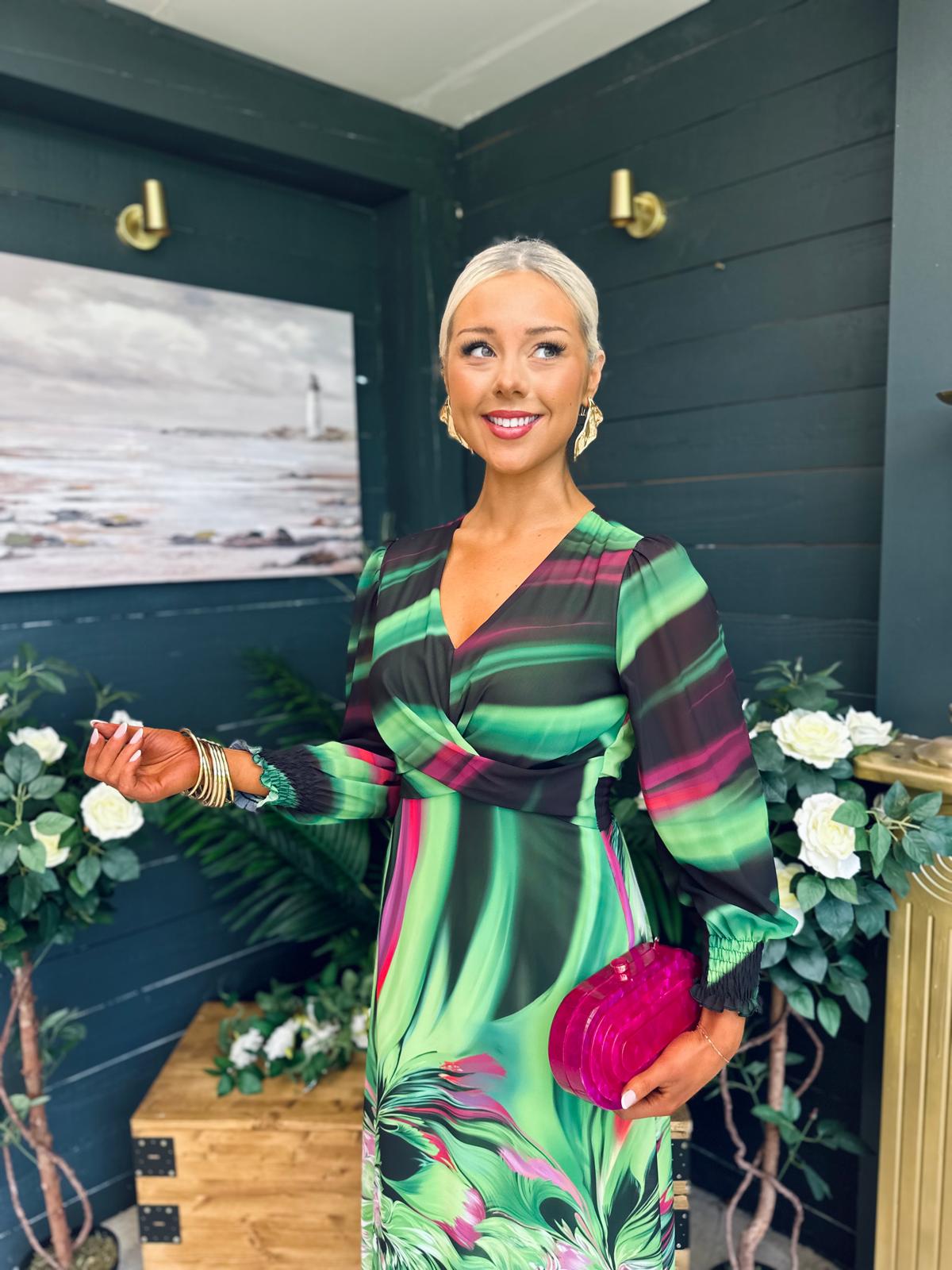 Dawn Twist Detail Midi Dress Green