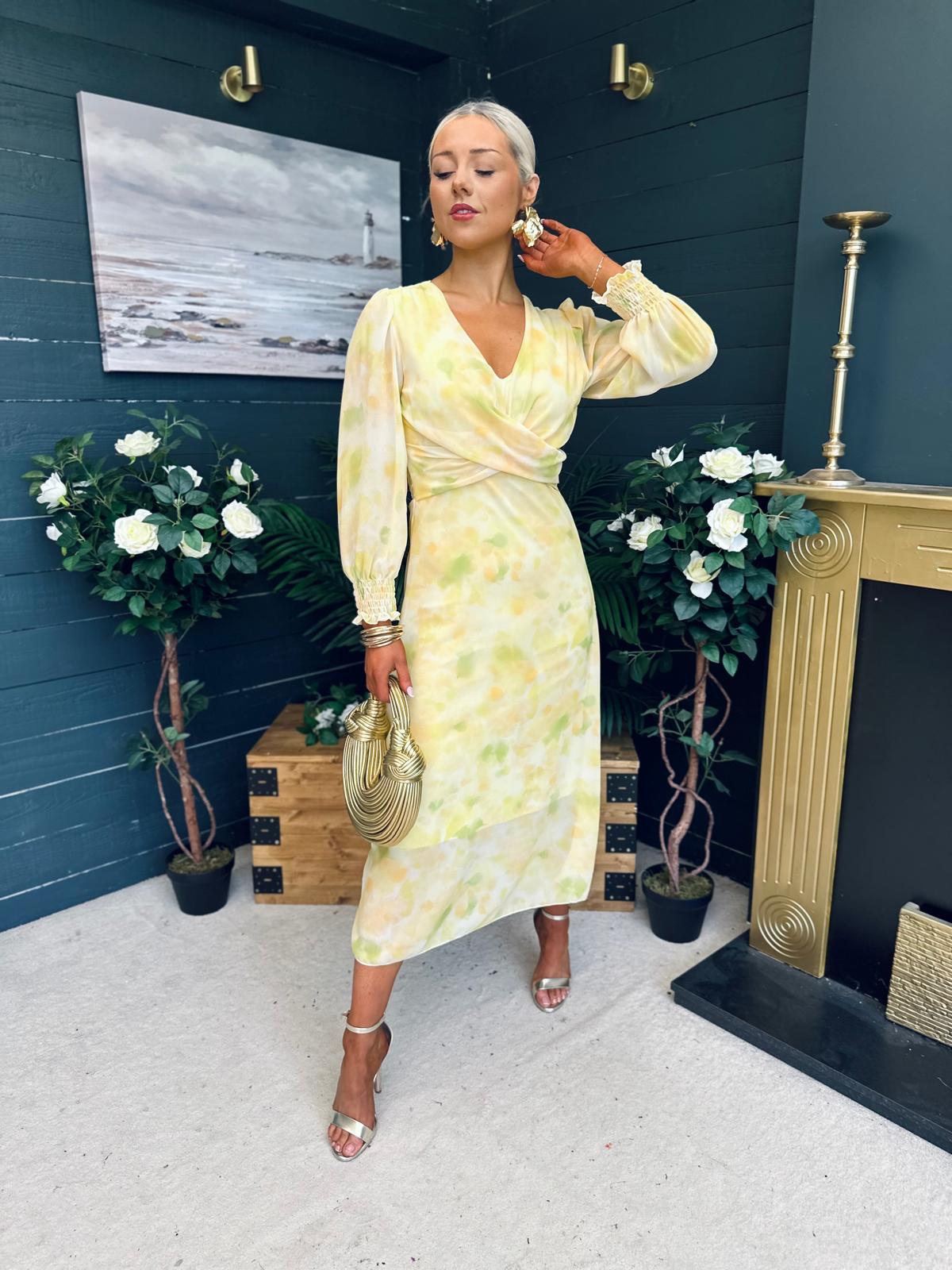 Dawn Twist Detail Midi Dress Yellow