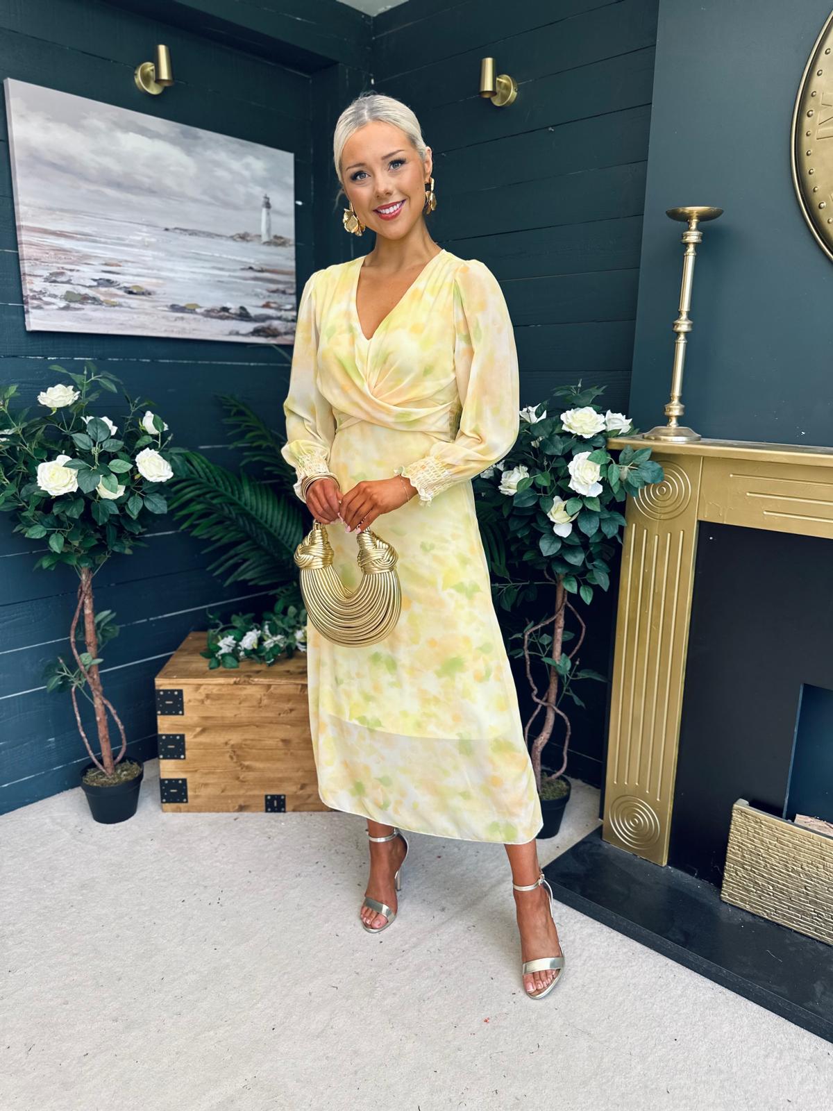 Dawn Twist Detail Midi Dress Yellow