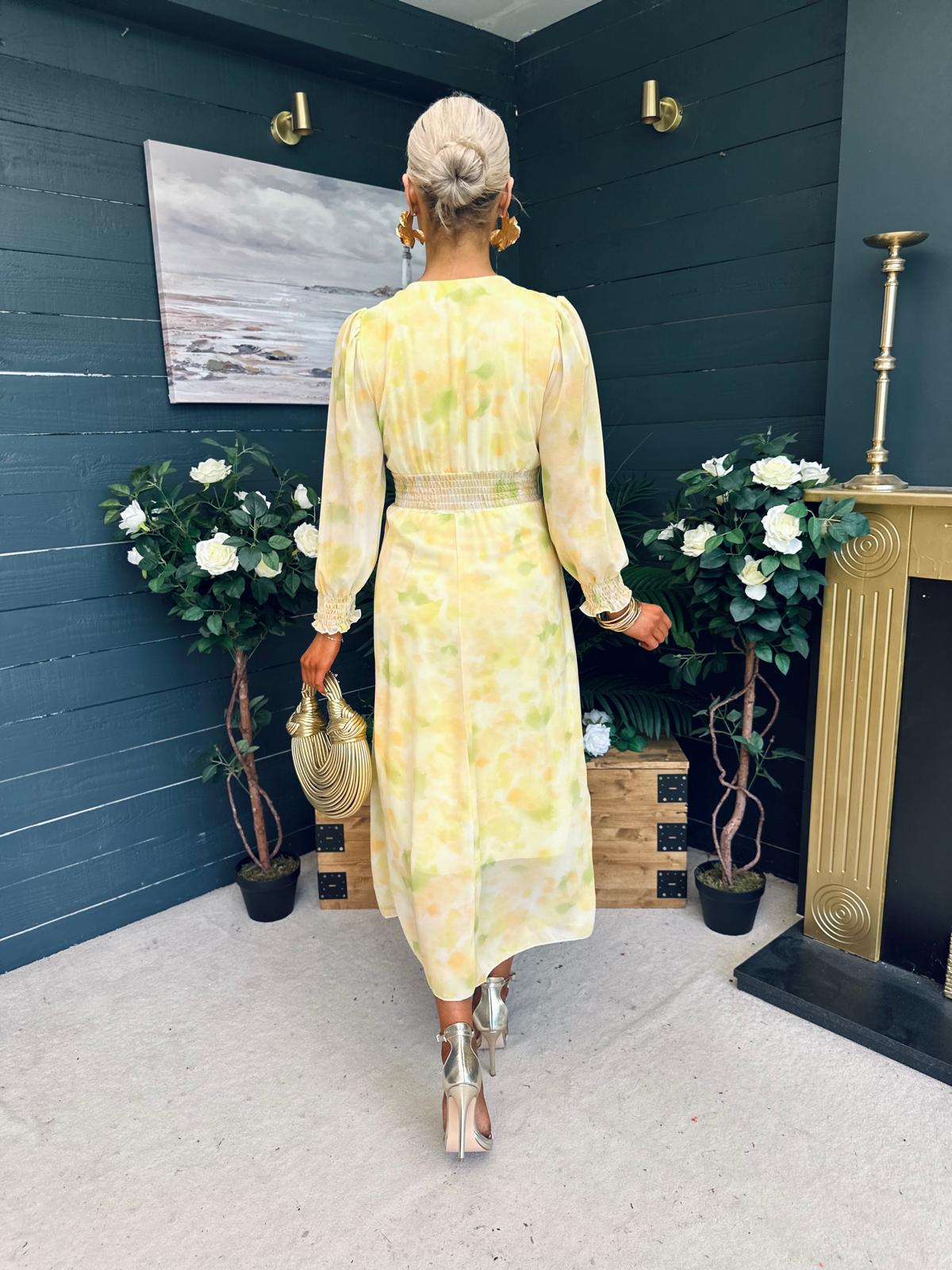 Dawn Twist Detail Midi Dress Yellow