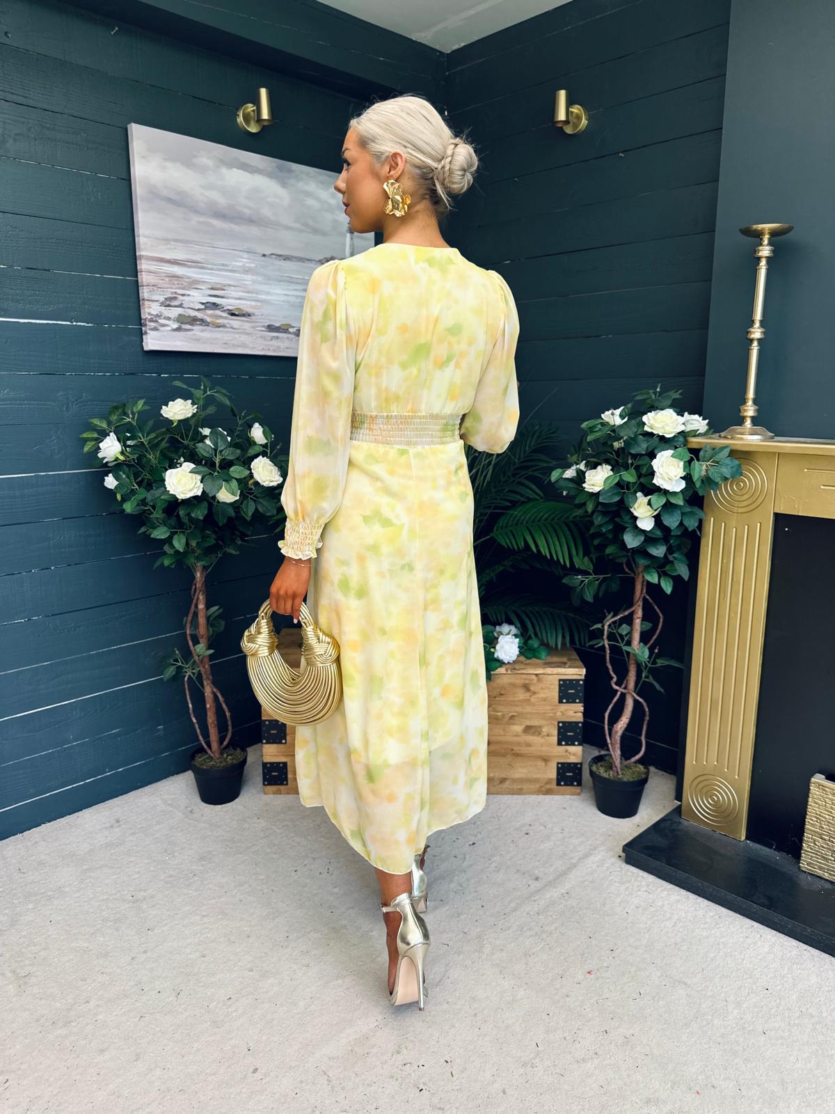 Dawn Twist Detail Midi Dress Yellow