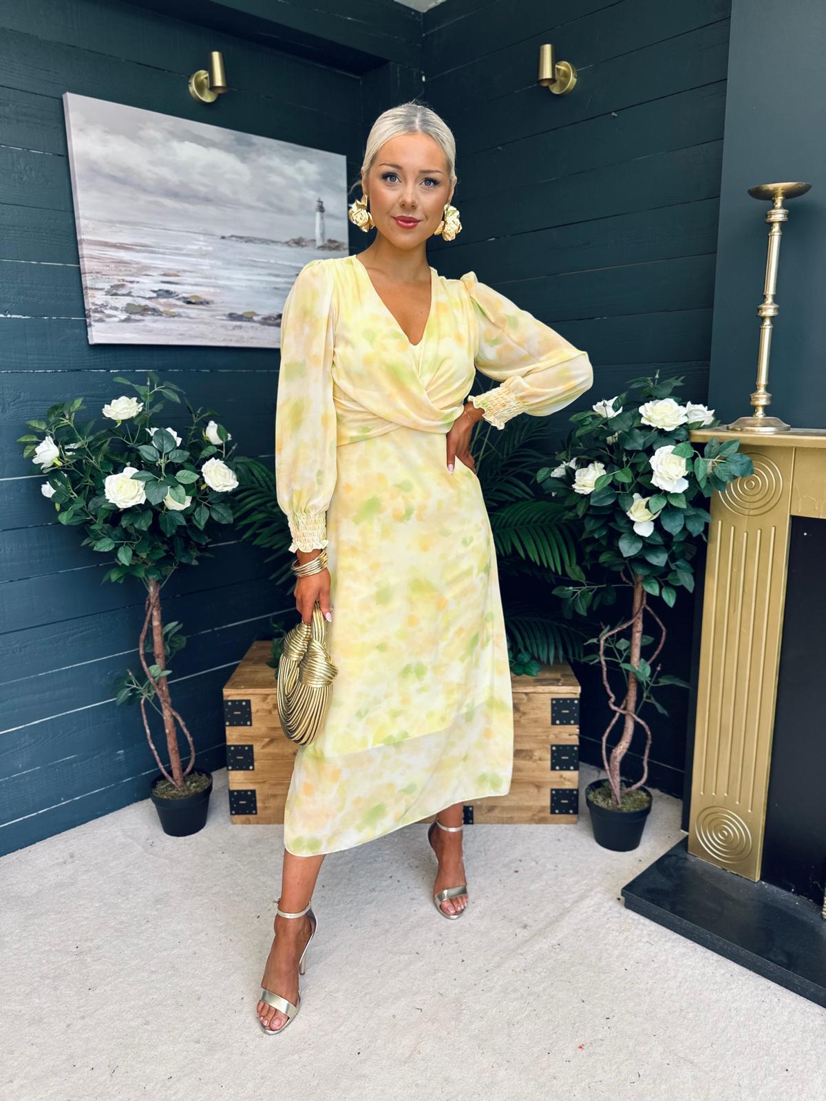 Dawn Twist Detail Midi Dress Yellow