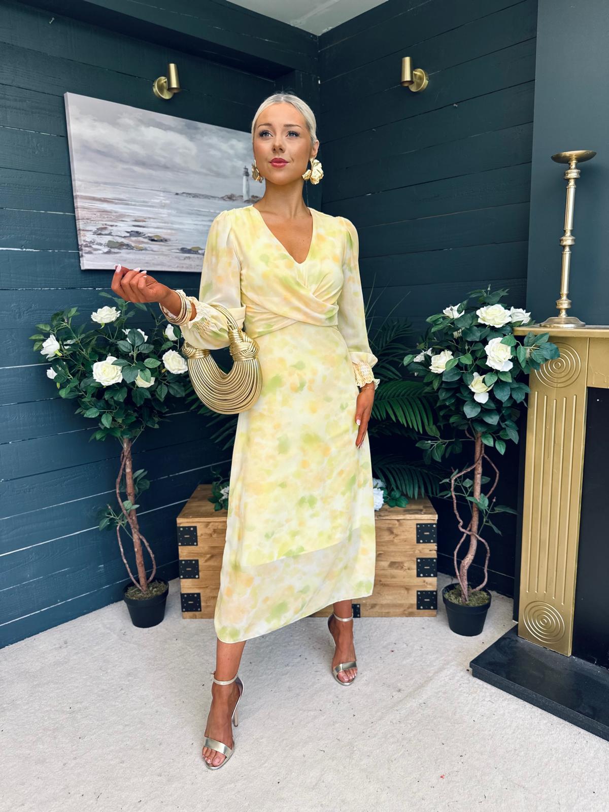 Dawn Twist Detail Midi Dress Yellow