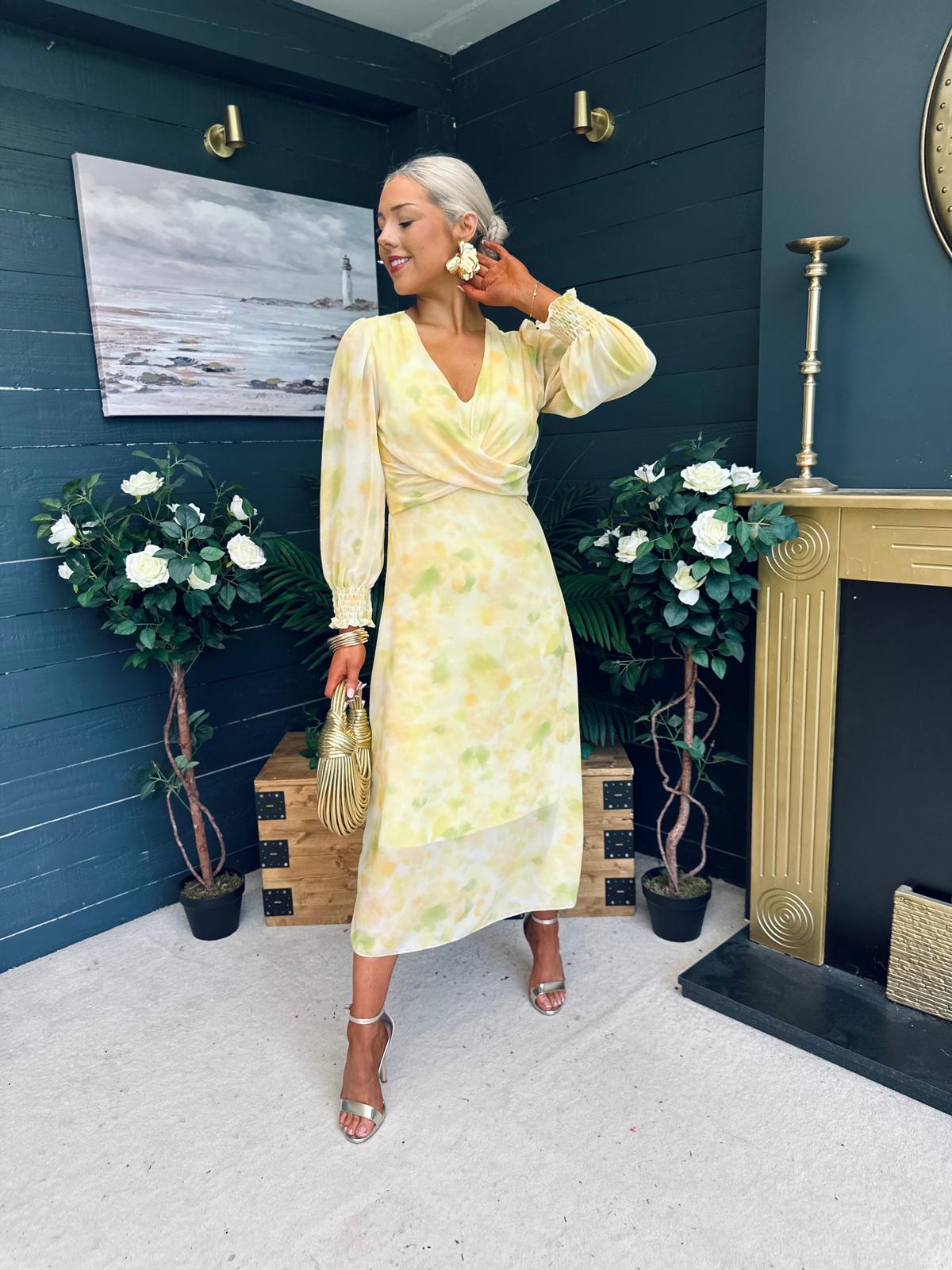 Dawn Twist Detail Midi Dress Yellow