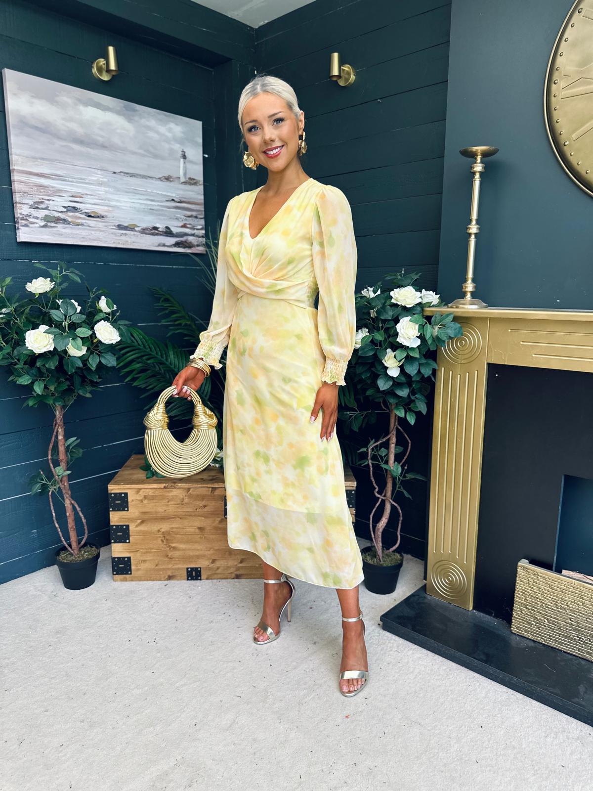 Dawn Twist Detail Midi Dress Yellow