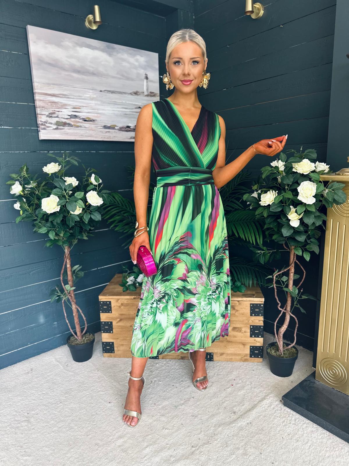 Michelle Banded Midi Dress Green