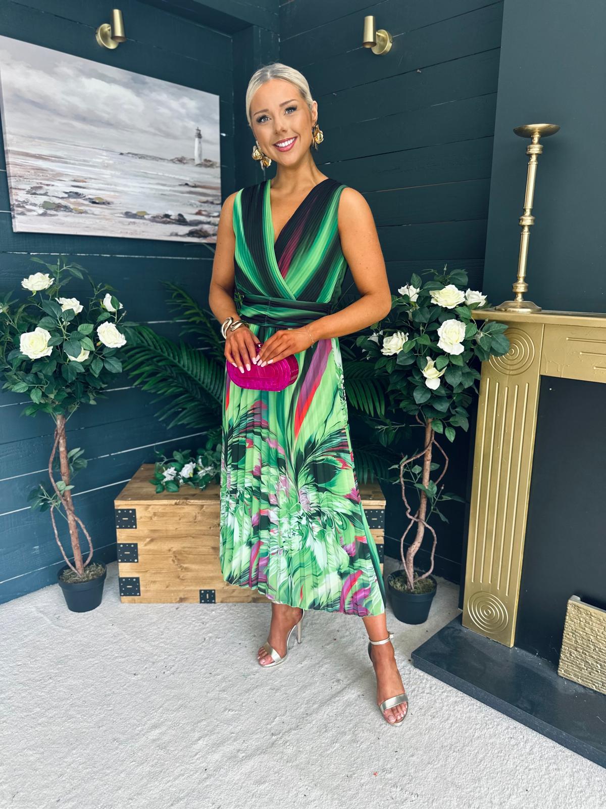 Michelle Banded Midi Dress Green