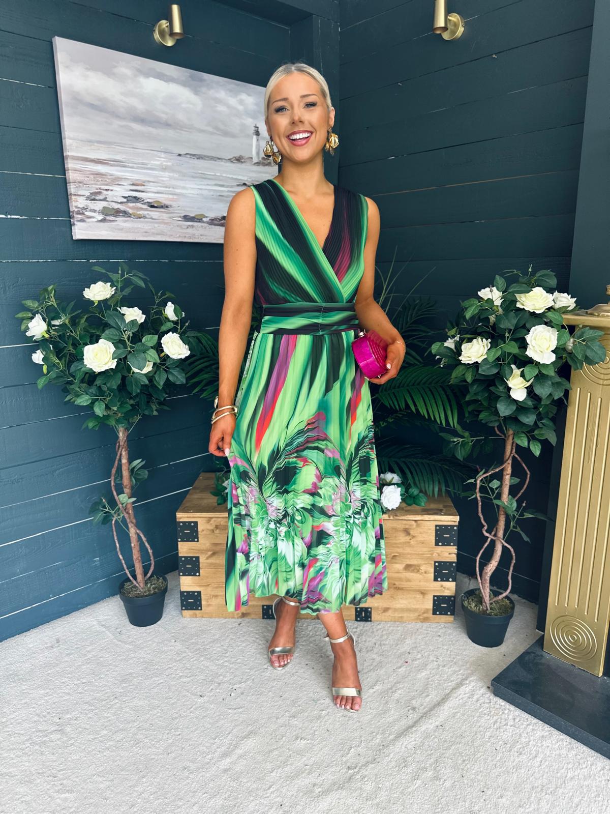 Michelle Banded Midi Dress Green