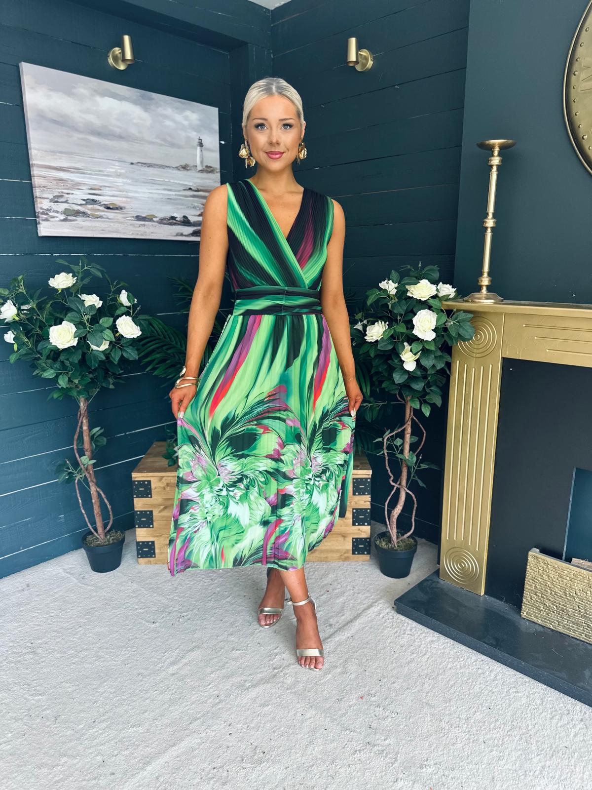 Michelle Banded Midi Dress Green