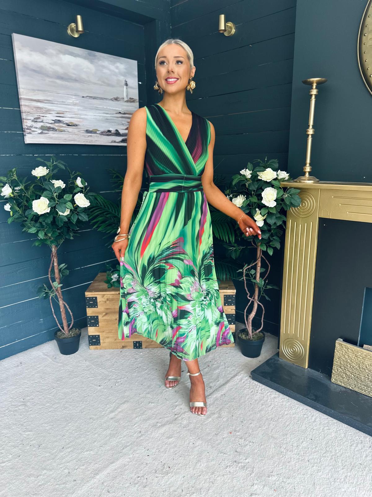Michelle Banded Midi Dress Green
