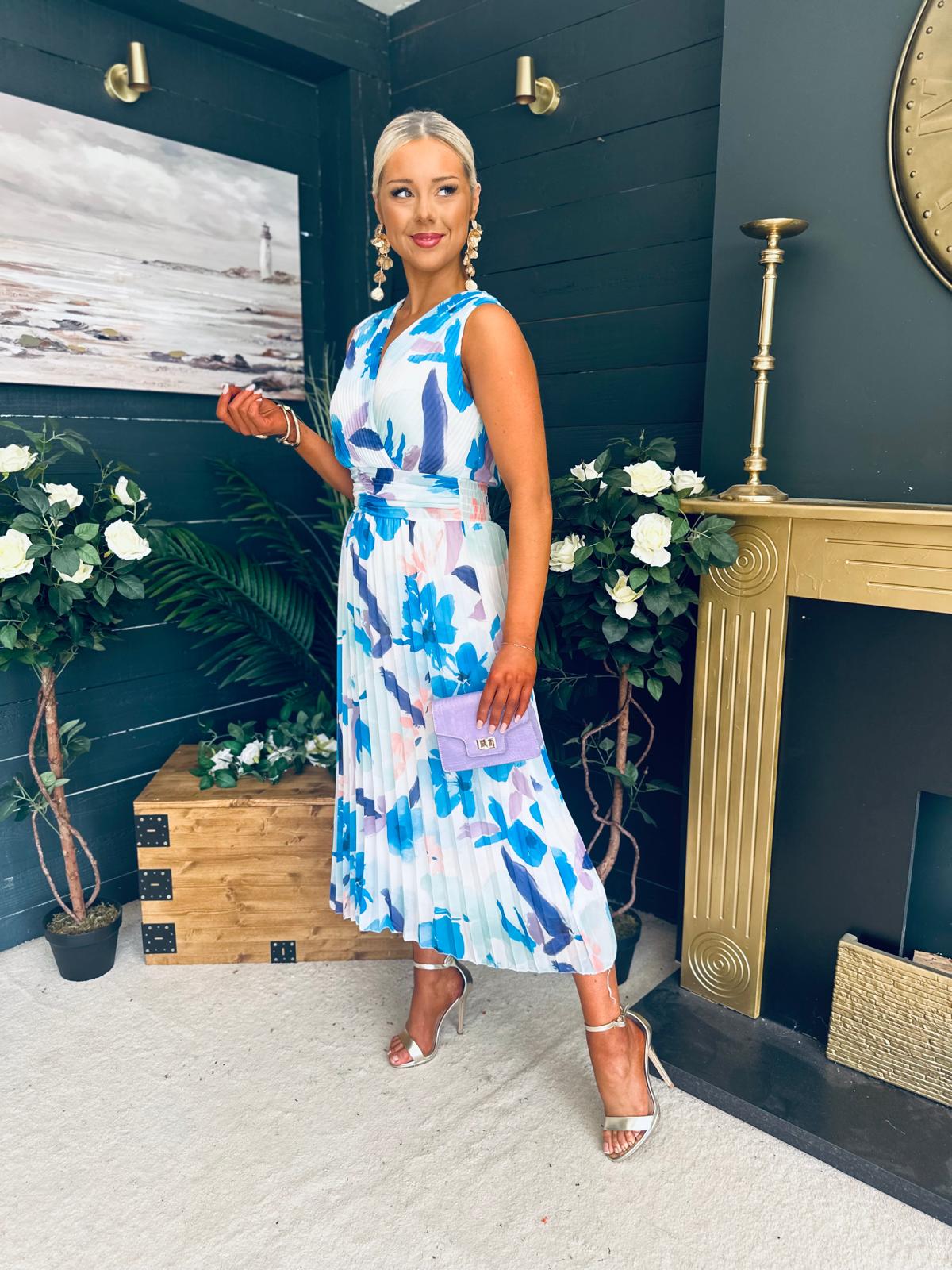 Michelle Banded Midi Dress Blue