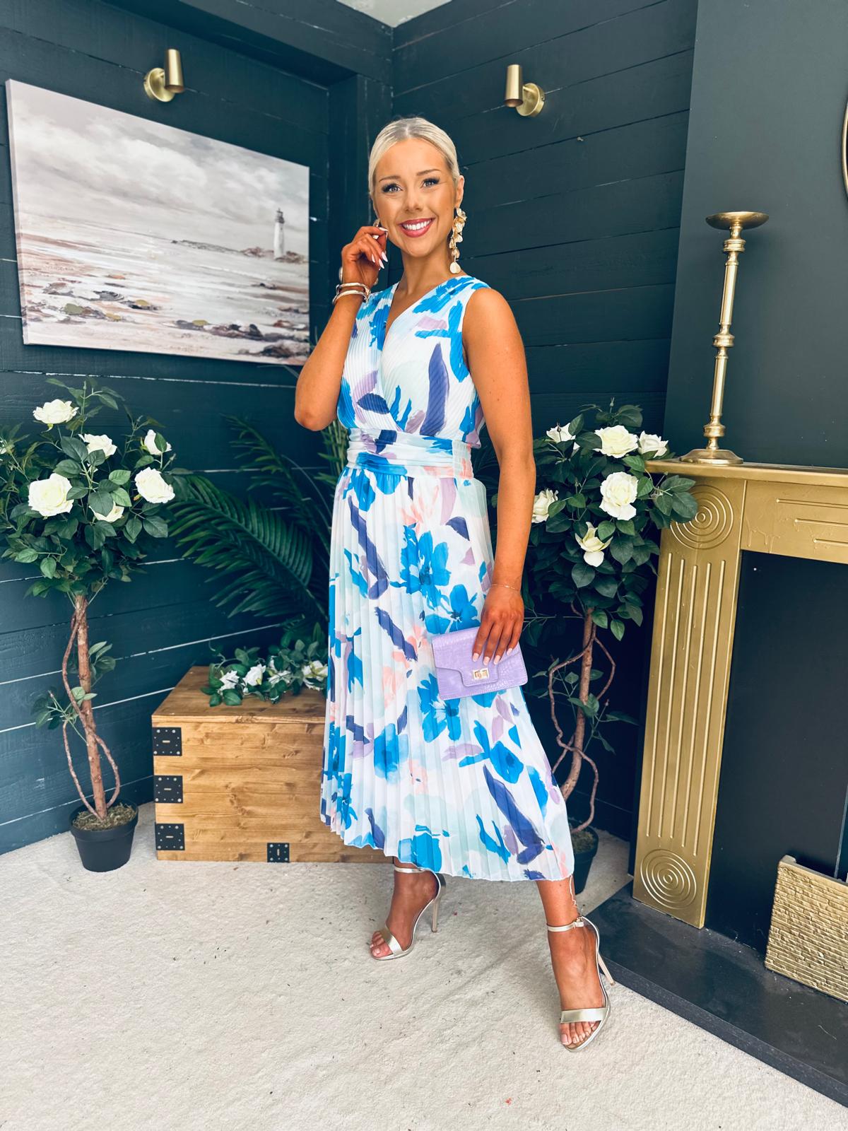 Michelle Banded Midi Dress Blue