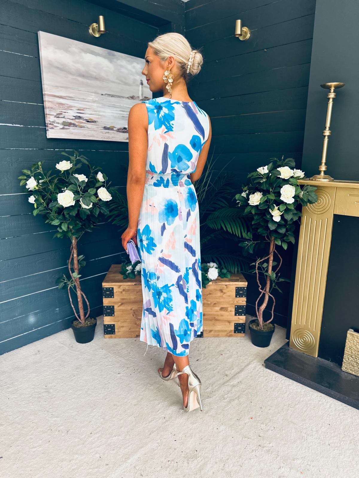 Michelle Banded Midi Dress Blue