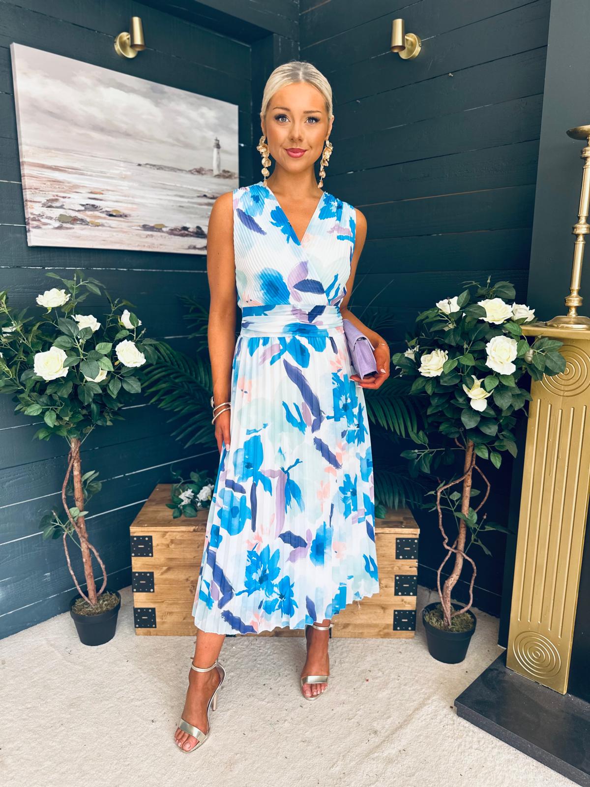 Michelle Banded Midi Dress Blue