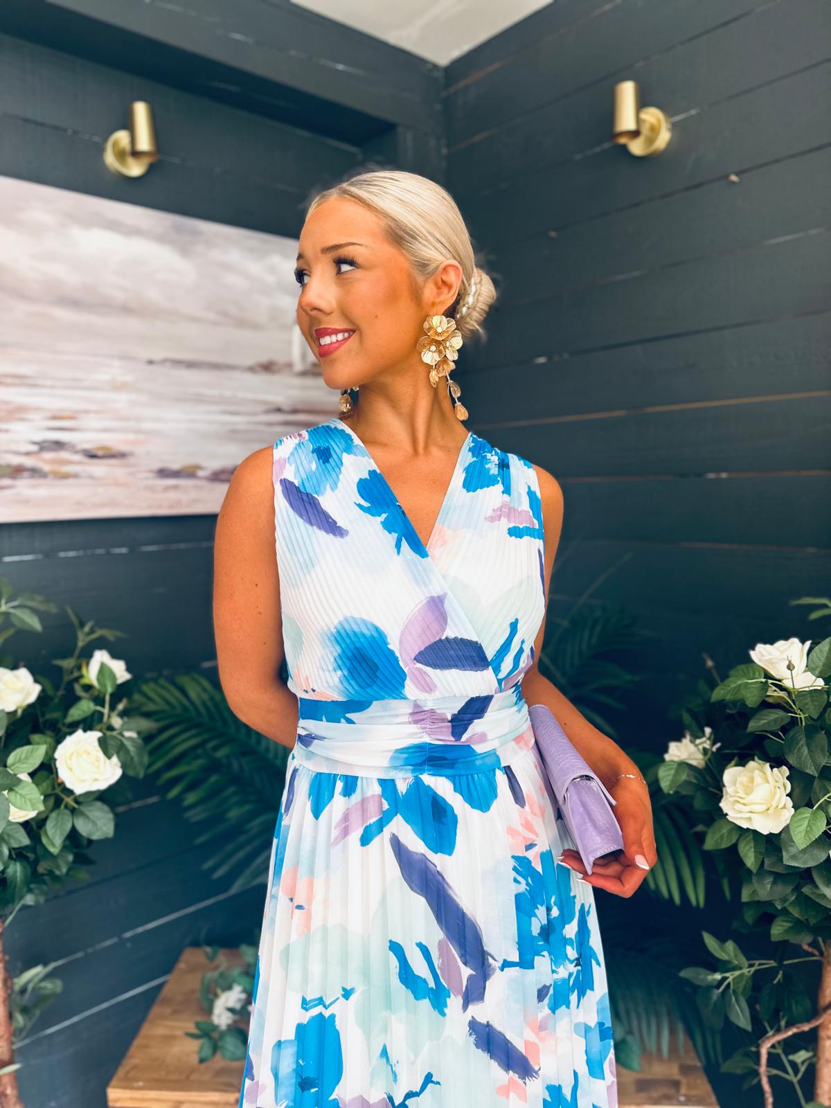 Michelle Banded Midi Dress Blue