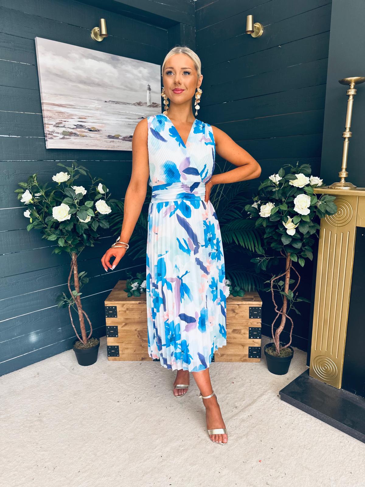 Michelle Banded Midi Dress Blue