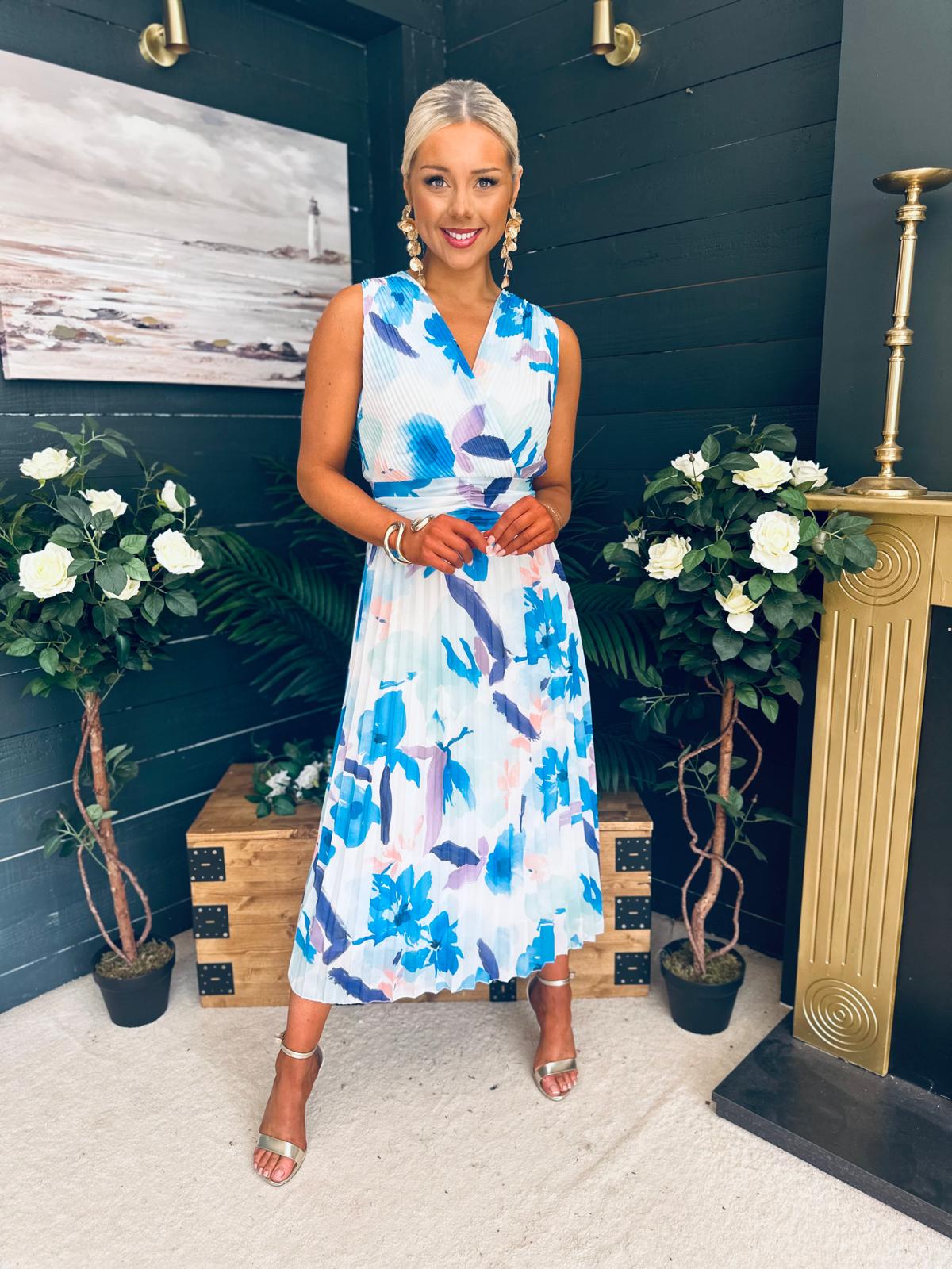 Michelle Banded Midi Dress Blue