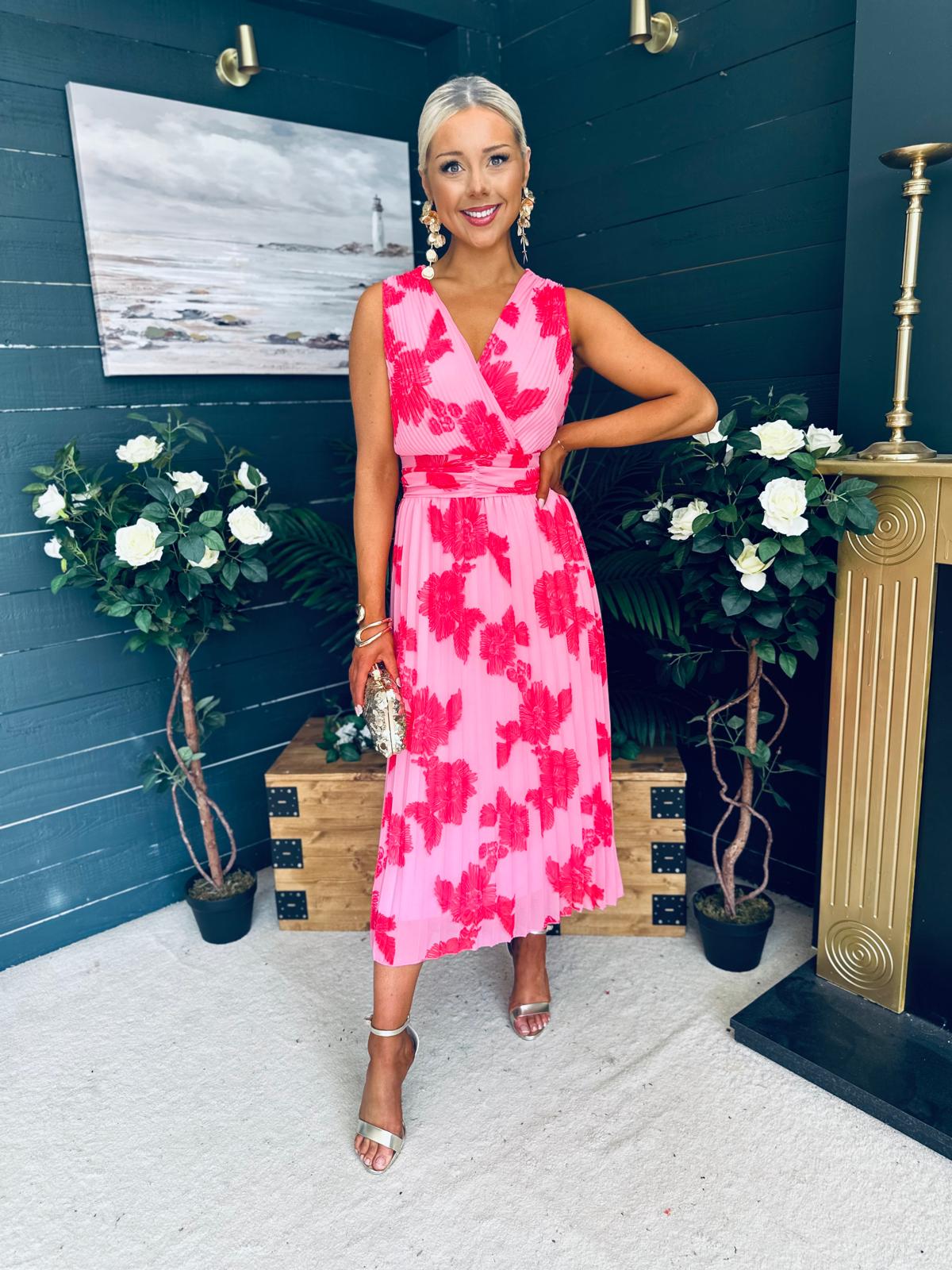 Michelle Banded Midi Dress Pink