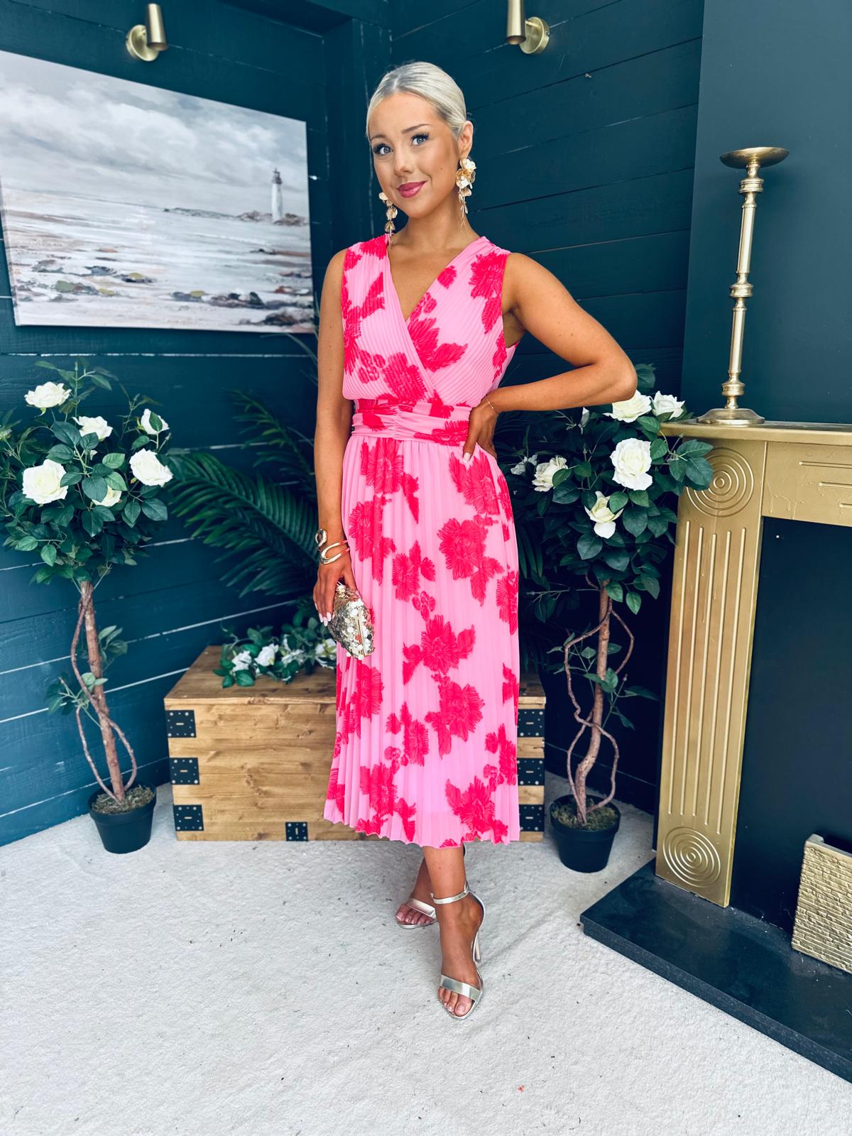 Michelle Banded Midi Dress Pink