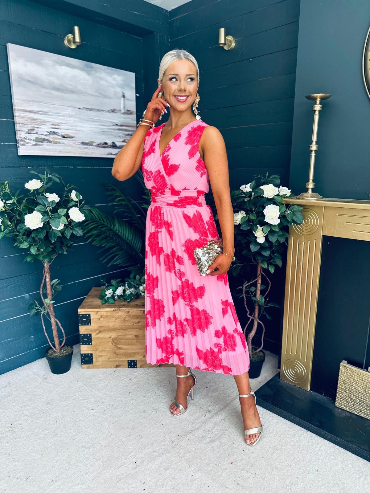 Michelle Banded Midi Dress Pink