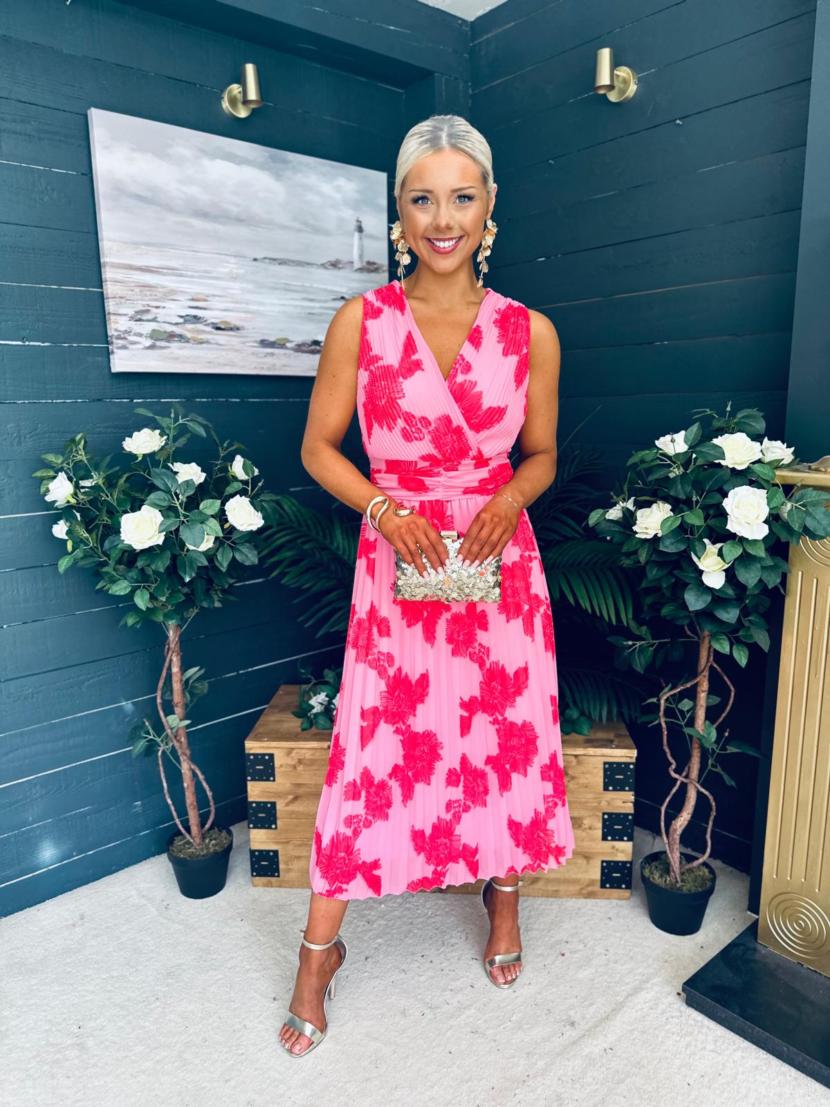 Michelle Banded Midi Dress Pink