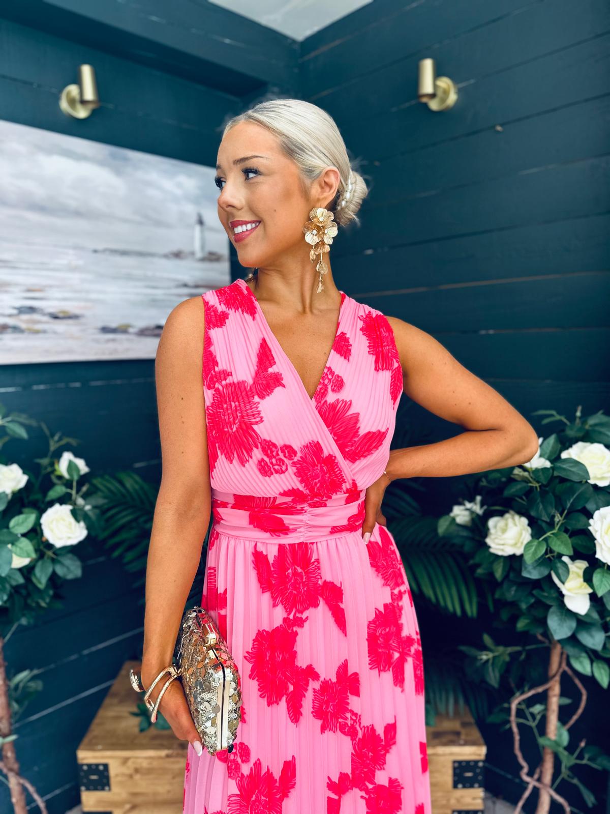Michelle Banded Midi Dress Pink