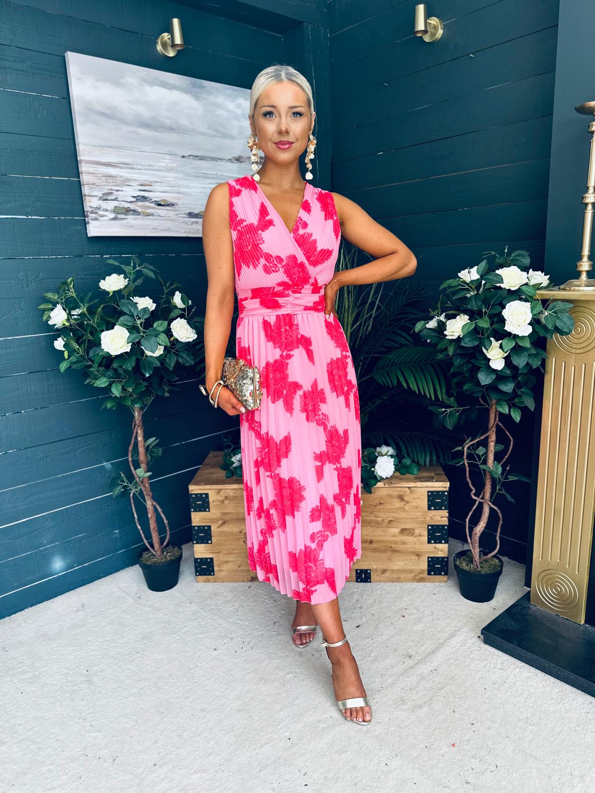 Michelle Banded Midi Dress Pink
