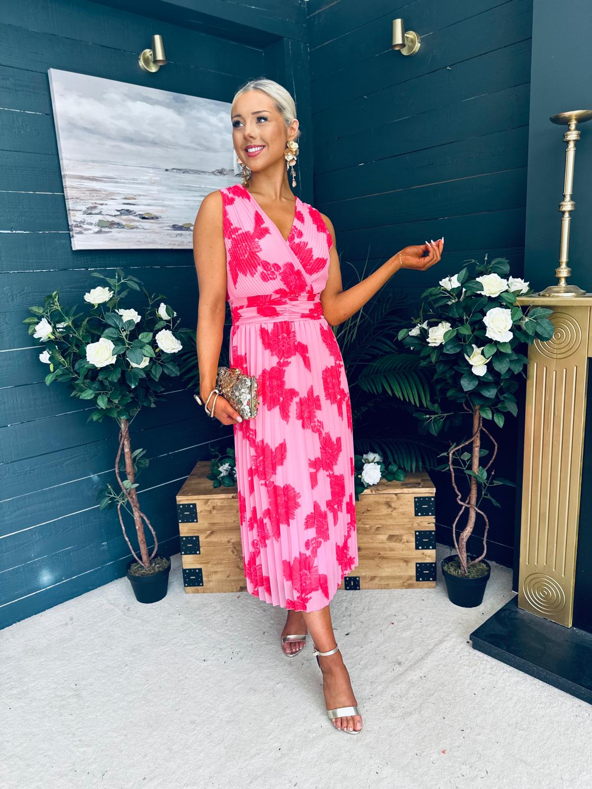 Michelle Banded Midi Dress Pink