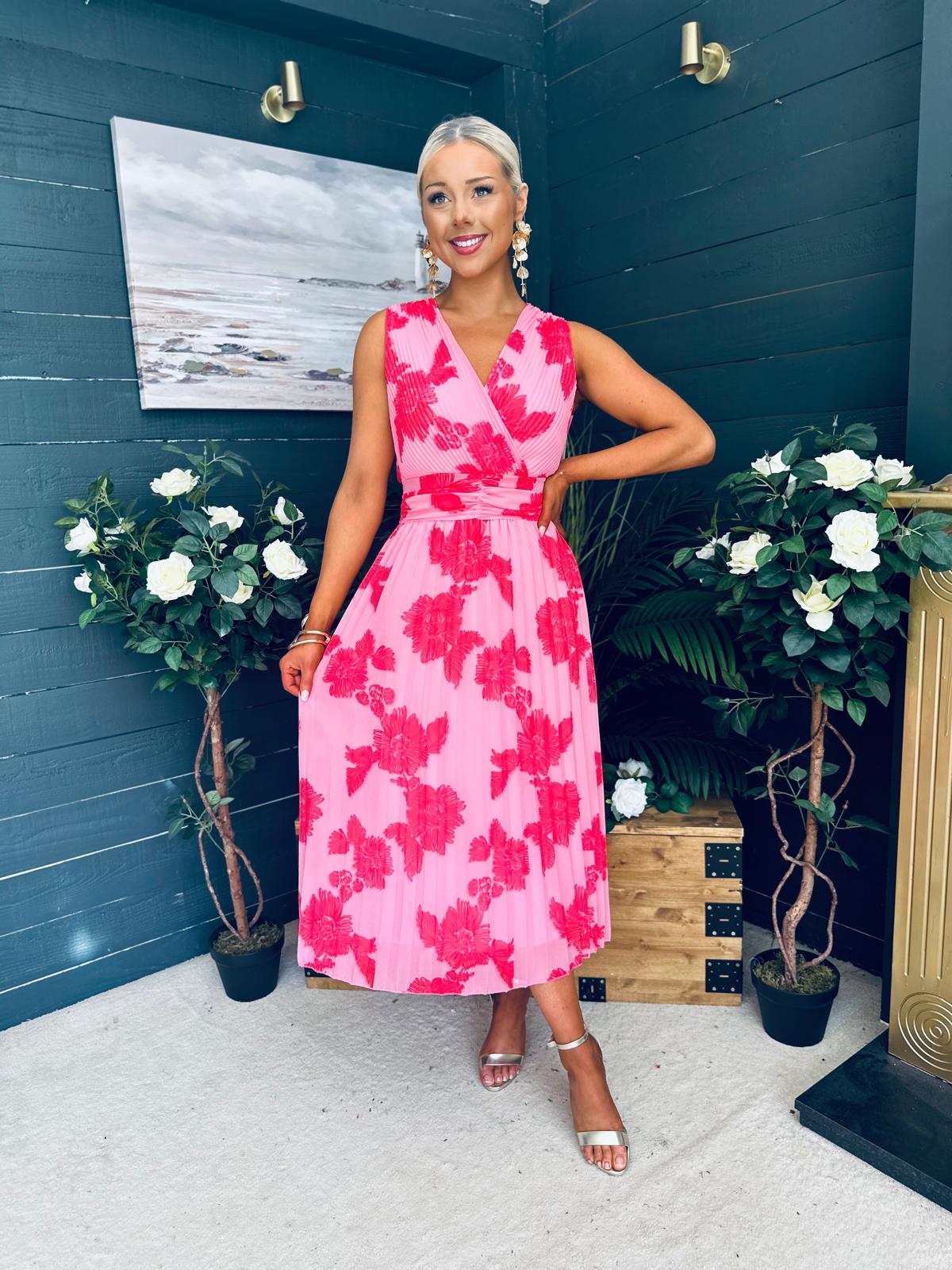 Michelle Banded Midi Dress Pink