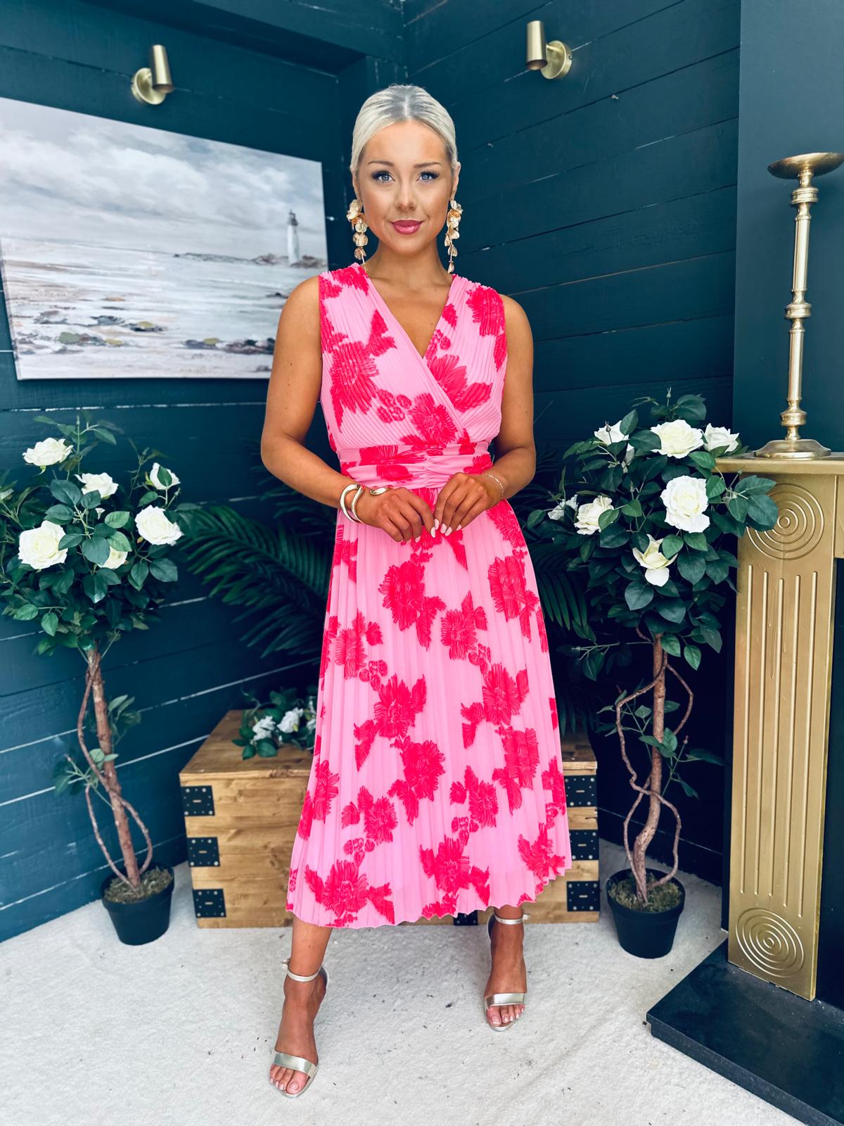Michelle Banded Midi Dress Pink