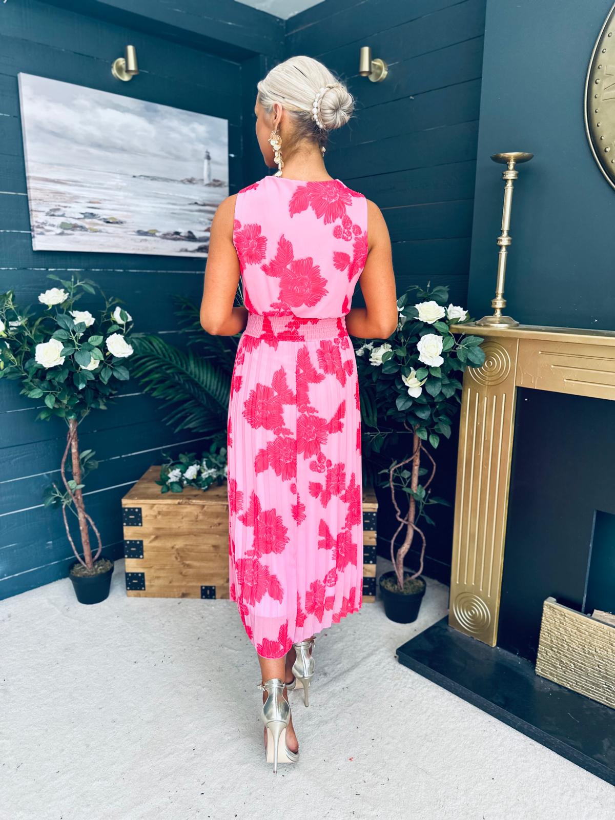 Michelle Banded Midi Dress Pink
