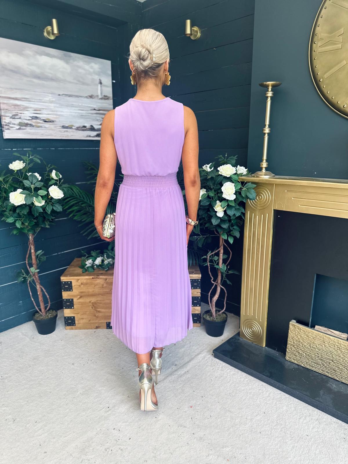 Frankie Pleated Midi Dress Lavender