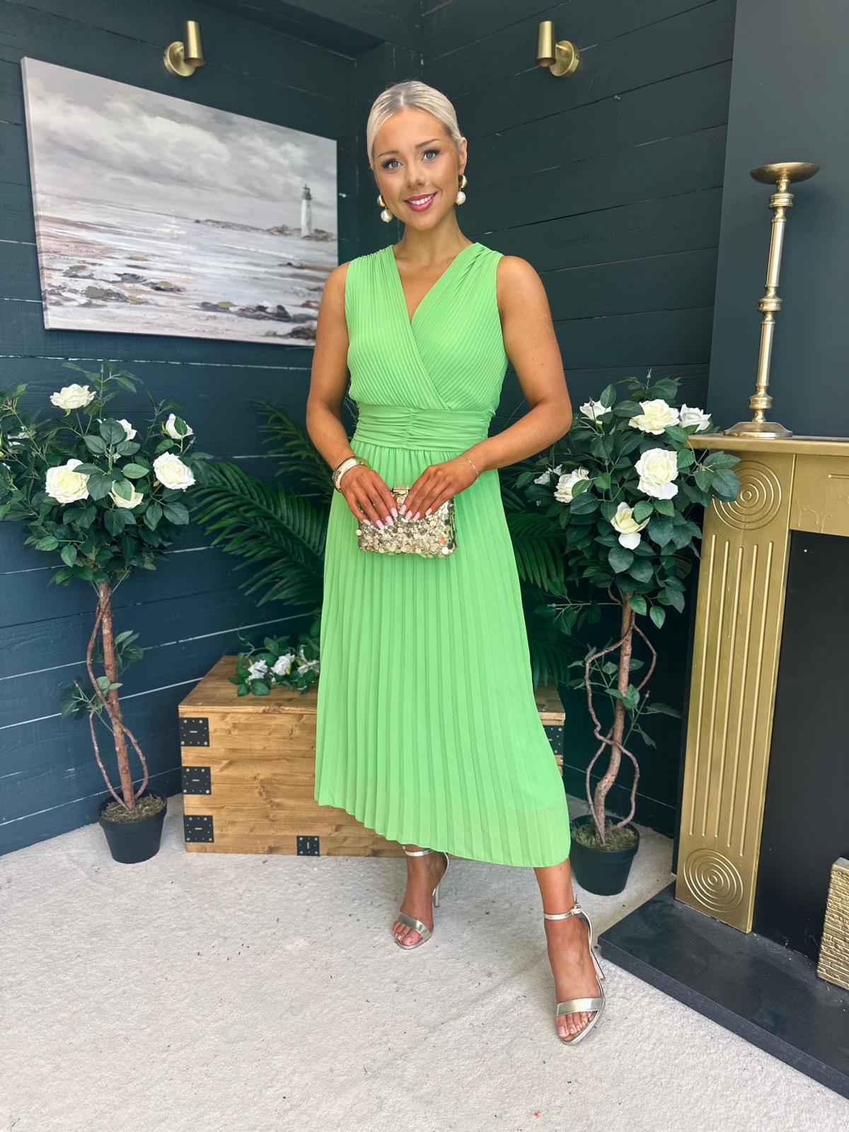 Frankie Pleated Midi Dress Apple