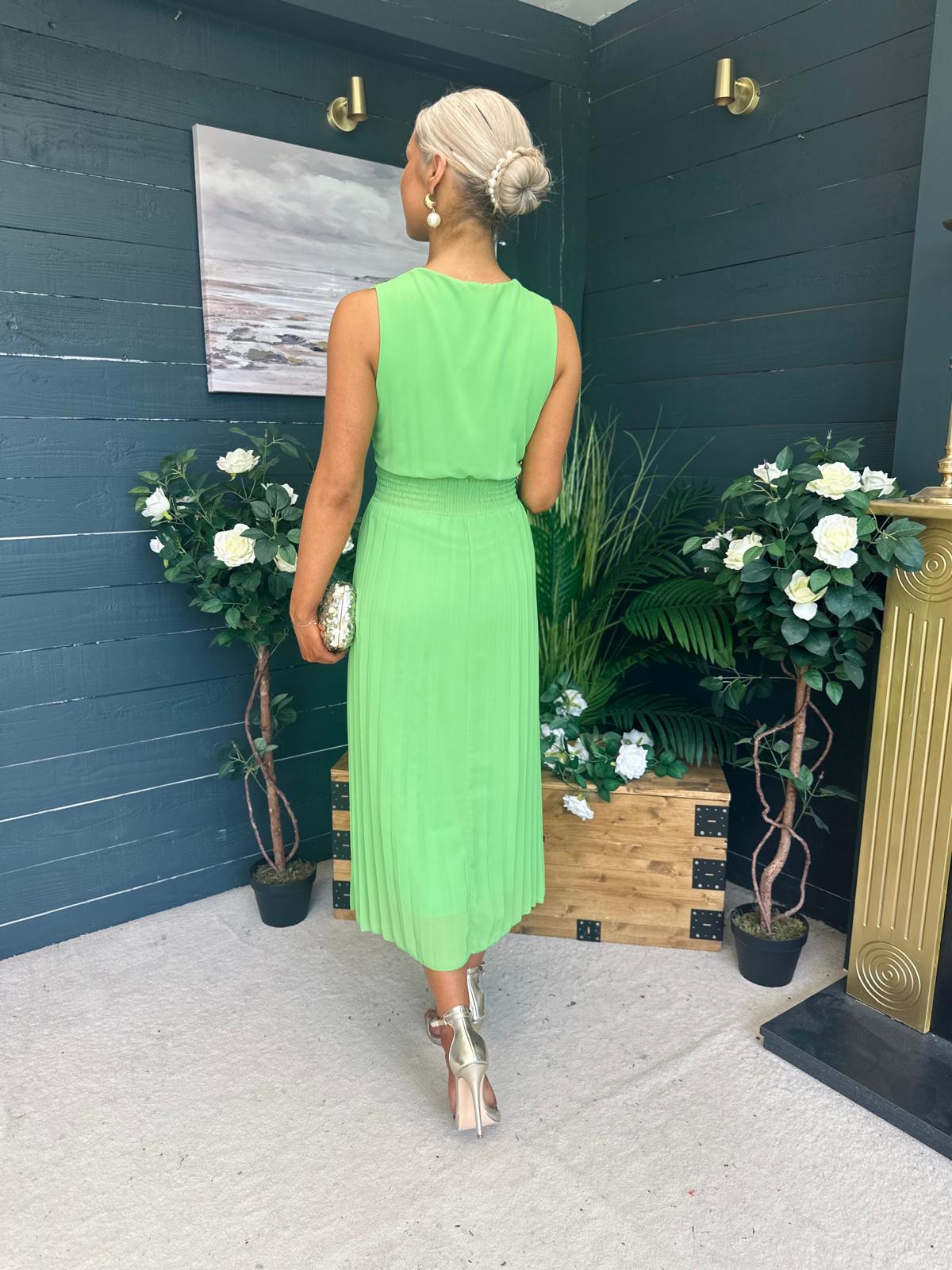 Frankie Pleated Midi Dress Apple