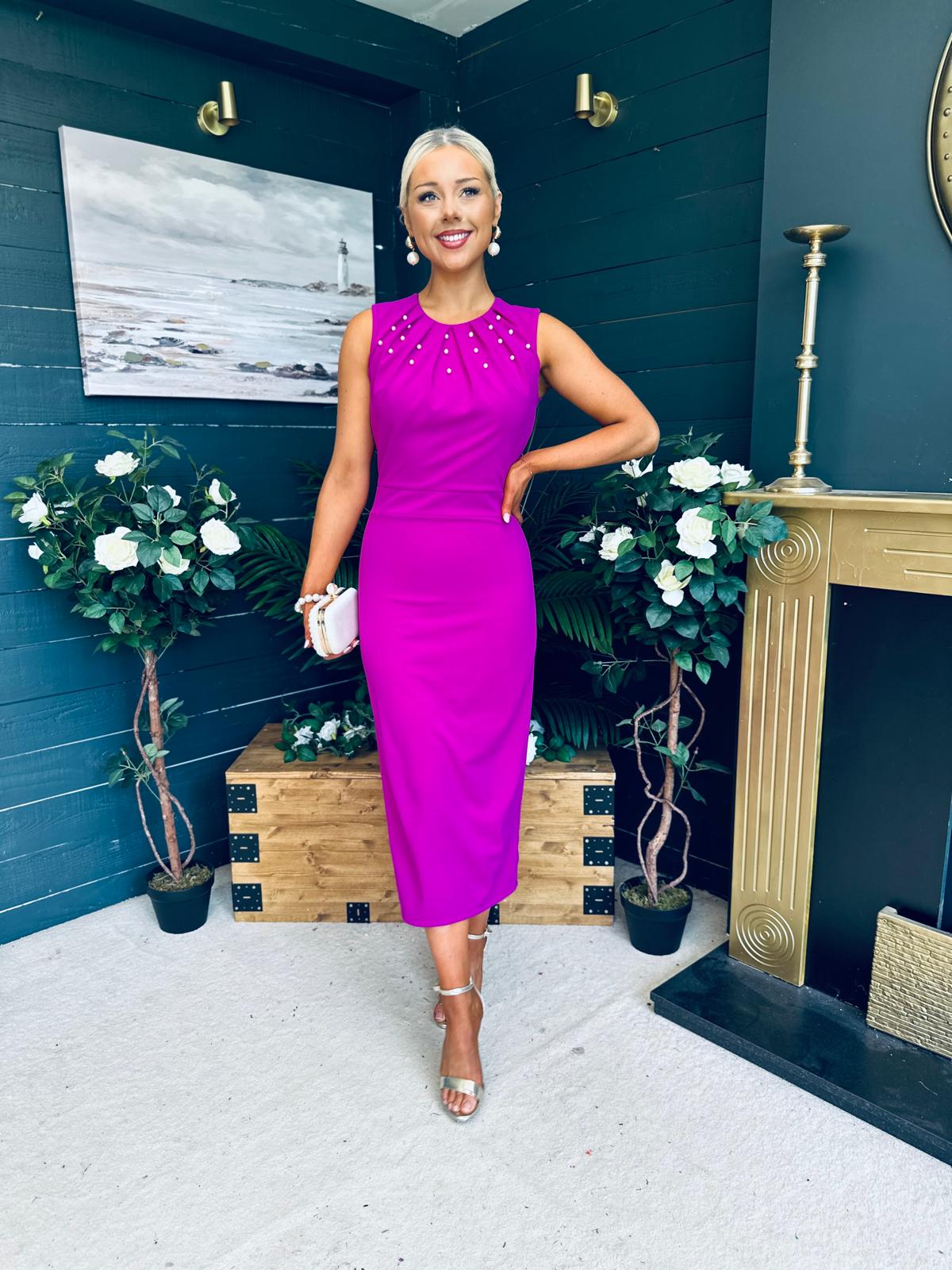 Liz Pearl Detailed Occasion Dress Orchid