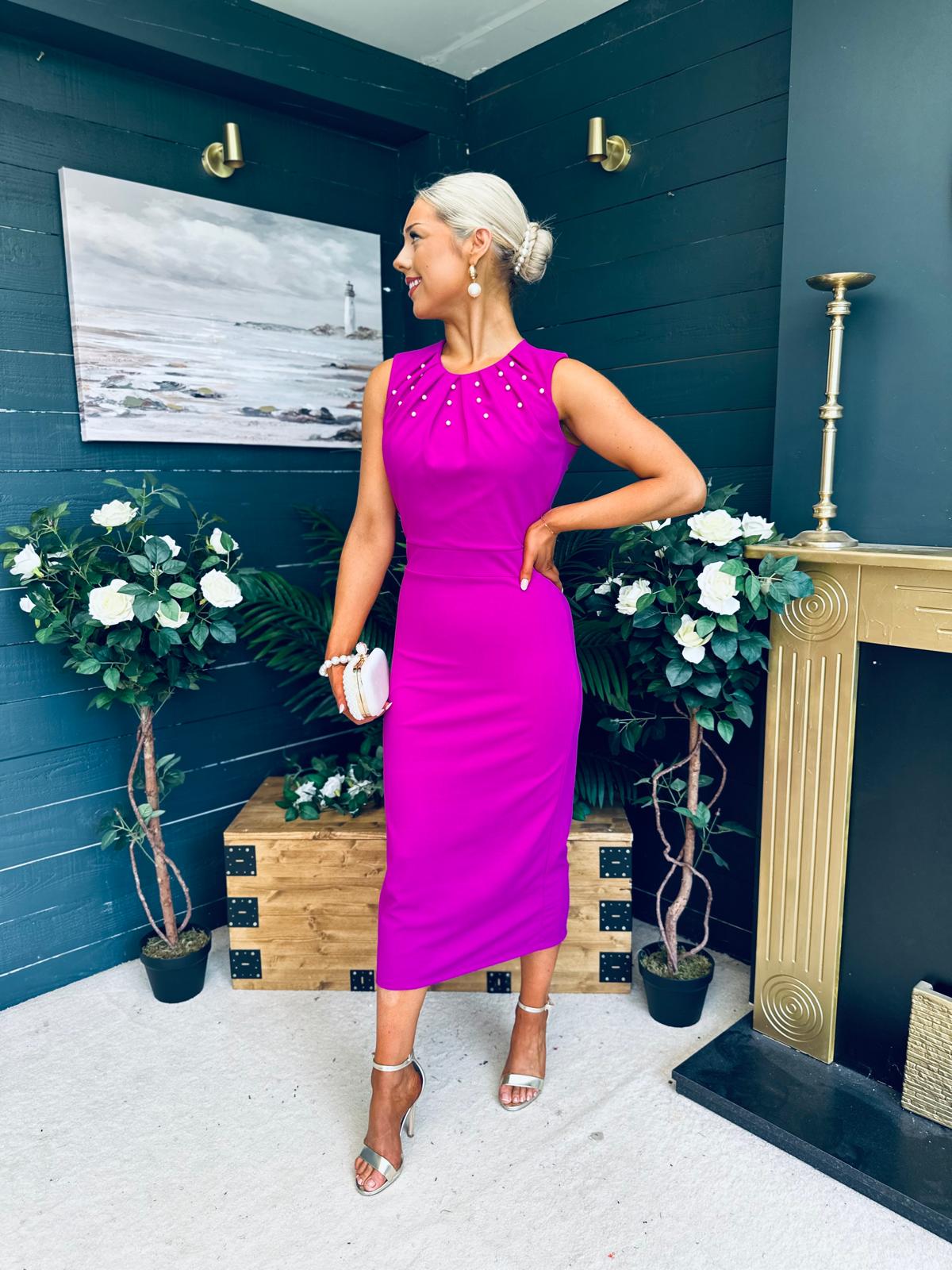 Liz Pearl Detailed Occasion Dress Orchid