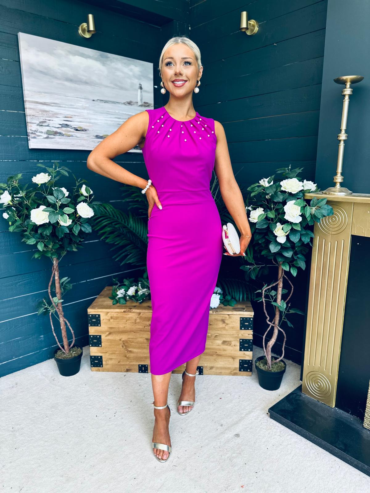 Liz Pearl Detailed Occasion Dress Orchid